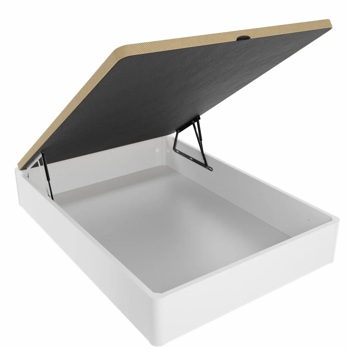 Somnia Descanso - Canapé Abatible Madera Gran Capacidad, Cajón Grosor 30mm,Tapa Reforzada y Transpirable, Blanco, 135 x 190