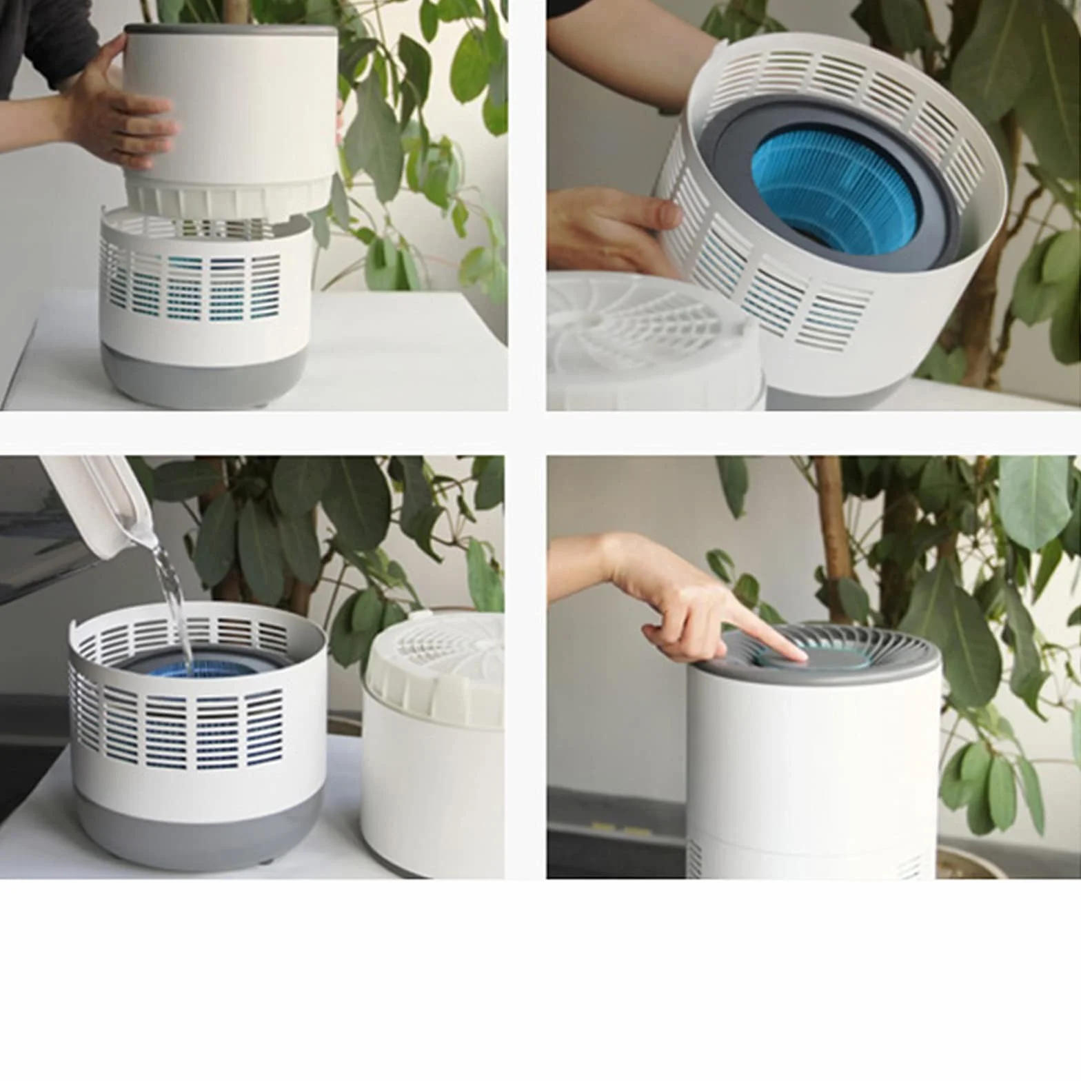 purificador de aire y humidificador Humidificador de niebla fresco, humidificadores de aire ultrasónico for bebés de dormitorio Inicio, apagado automático, Super tranquilo filtro humidificador