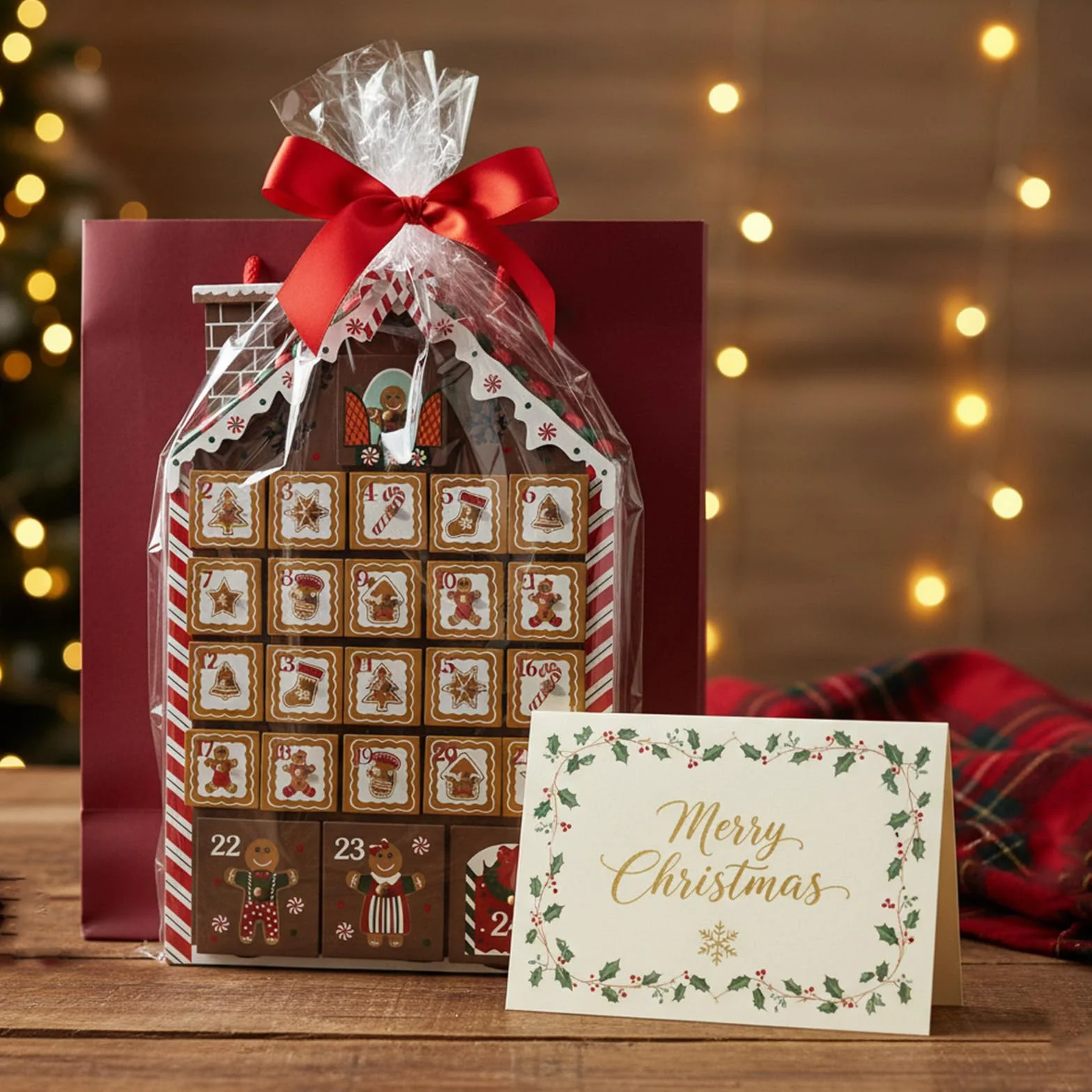 Calendario de Navidad de madera con 24 cajones numerados para guardar dulces, chocolates, joyas, regalos, decoración de vacaciones, calendario de adviento grande con cajones