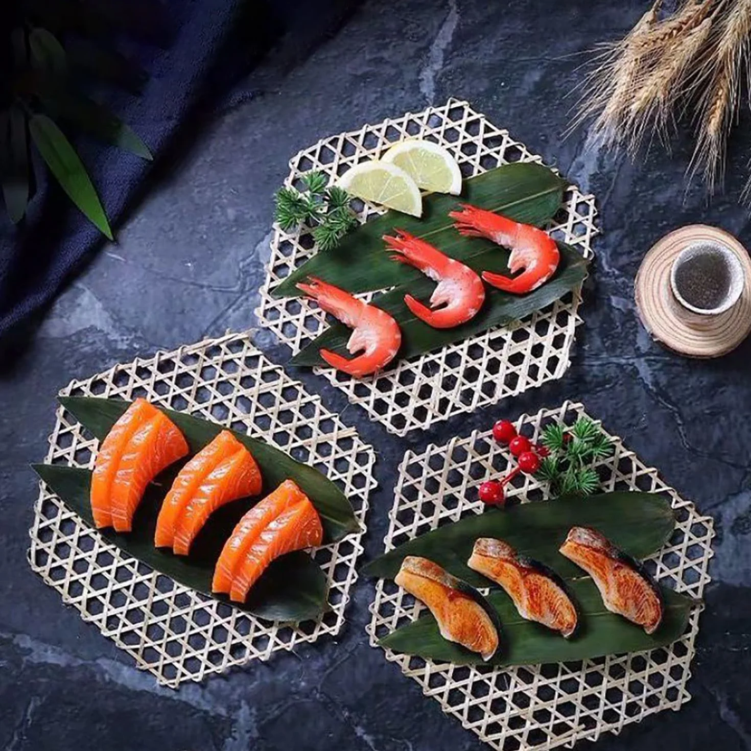 Bambú Vaporera Steamer Mat 6 Piezas Hexagonal Reutilizable Horno Cocinar