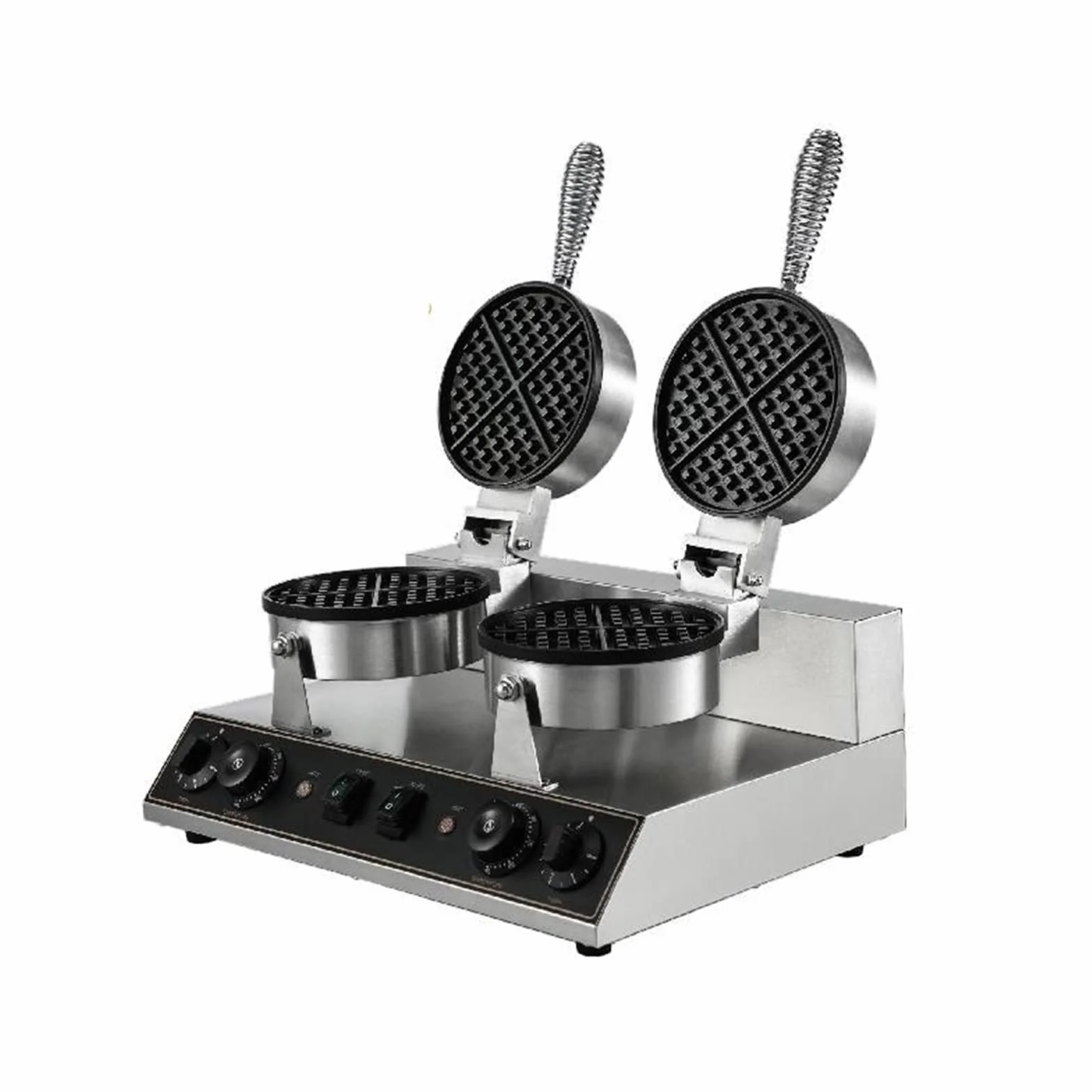 Máquina for Hacer gofres eléctrica de una o Dos Cabezas, Placa Antiadherente de 180mm, máquina for Hornear Pasteles, gofres Redondos, Aparato de Cocina(Double Head)