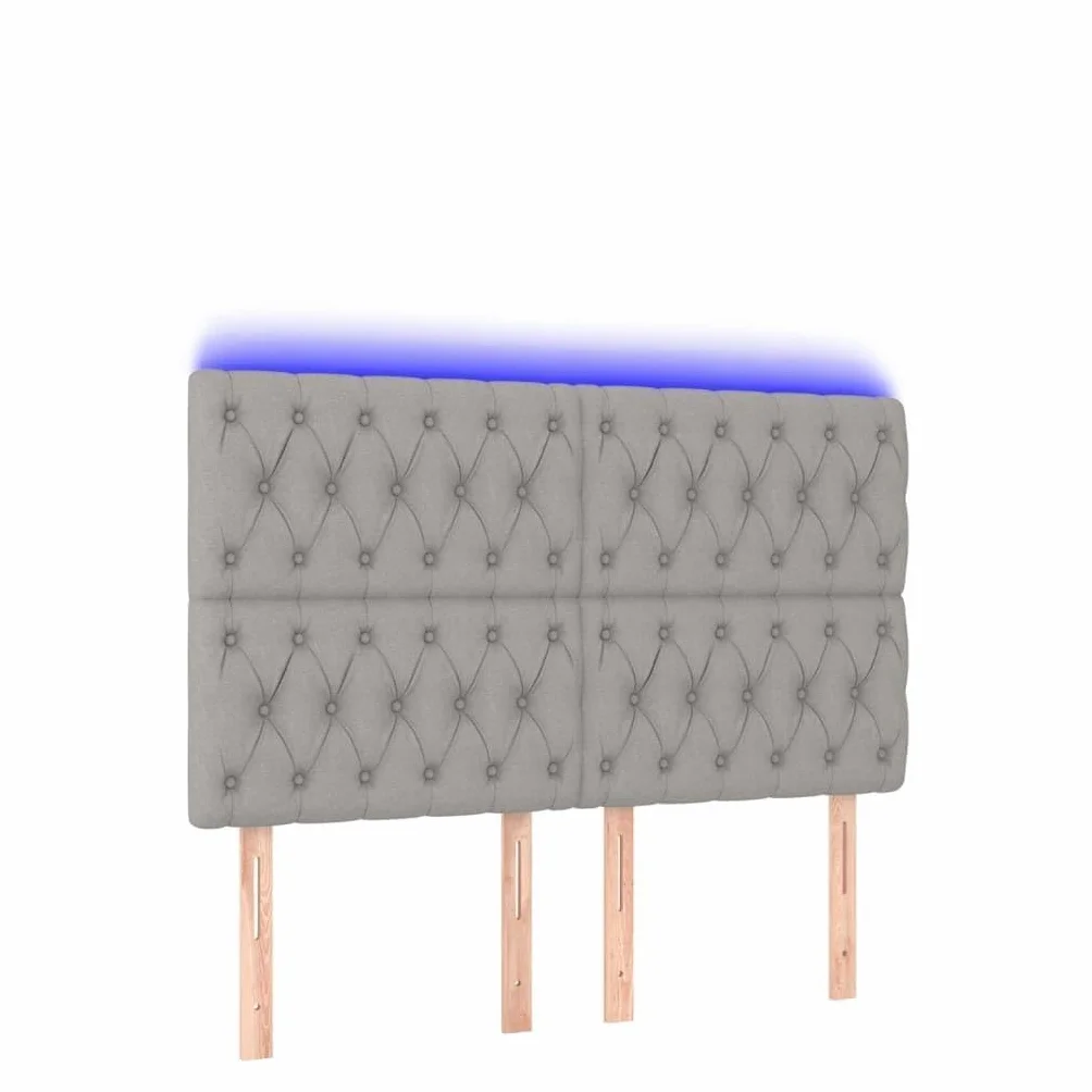 Cabecero de cama LED gris claro, 144 x 7 x 118/128 cm, altura ajustable con cambio de color, funda de tela acolchada, para dormitorio moderno, para jóvenes y adultos