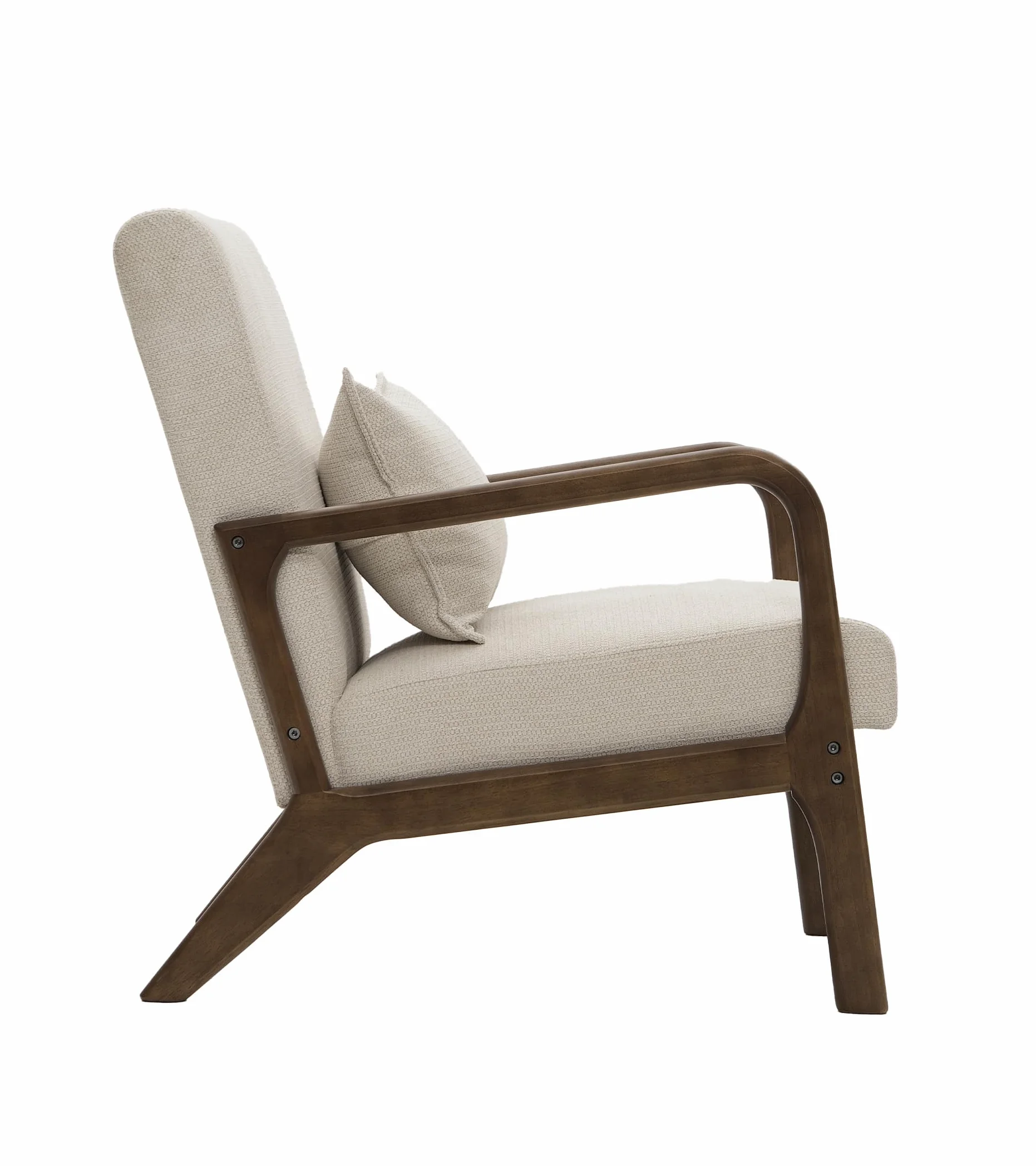 SWEET SOFA® - Butaca nórdica de Madera Maciza Nicole, tapizada Antimanchas, con cojín Incluido. 78x75x65cm (Beige)