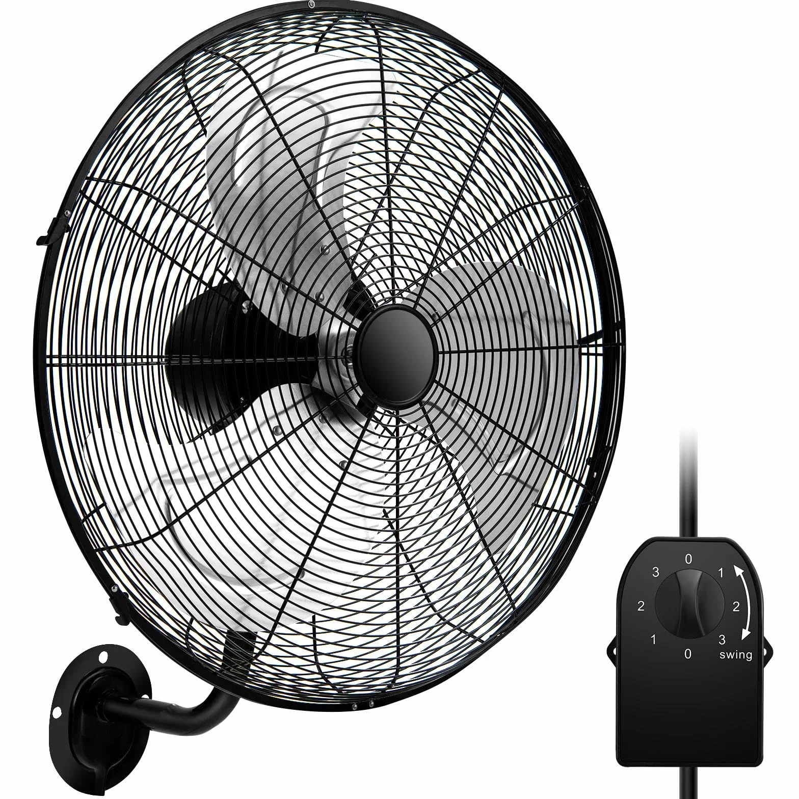 SOARS Ventilador de Pared Industrial 120W, φ51cm Palas, con 3 velocidades ajustables Max. 3500 CFM, Oscilación horizontal de 85°, vertical de 30°, Kit de instalación incluido, Apto para Almacenes