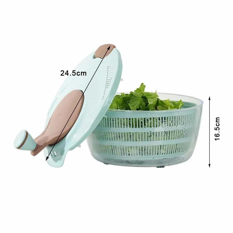Centrifugador de ensalada con manivela, secador manual de verduras, deshidratador de lechuga eficiente para cocina, base antideslizante