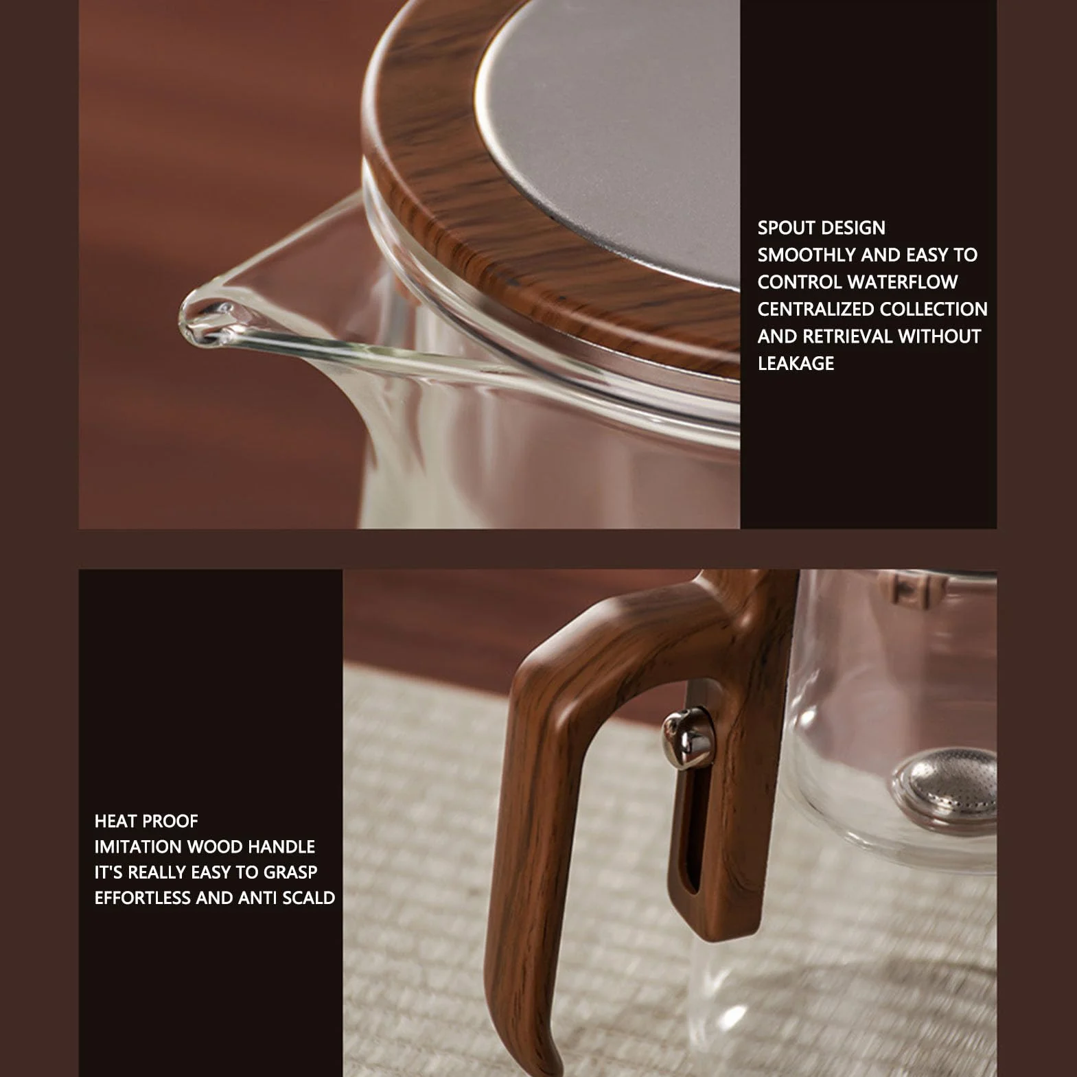 Focket Tetera Enchanti, tetera de vidrio con infusor para té a granel y separación magnética del agua con control de presión, regalo ideal para aficionados y profesionales (800ml)