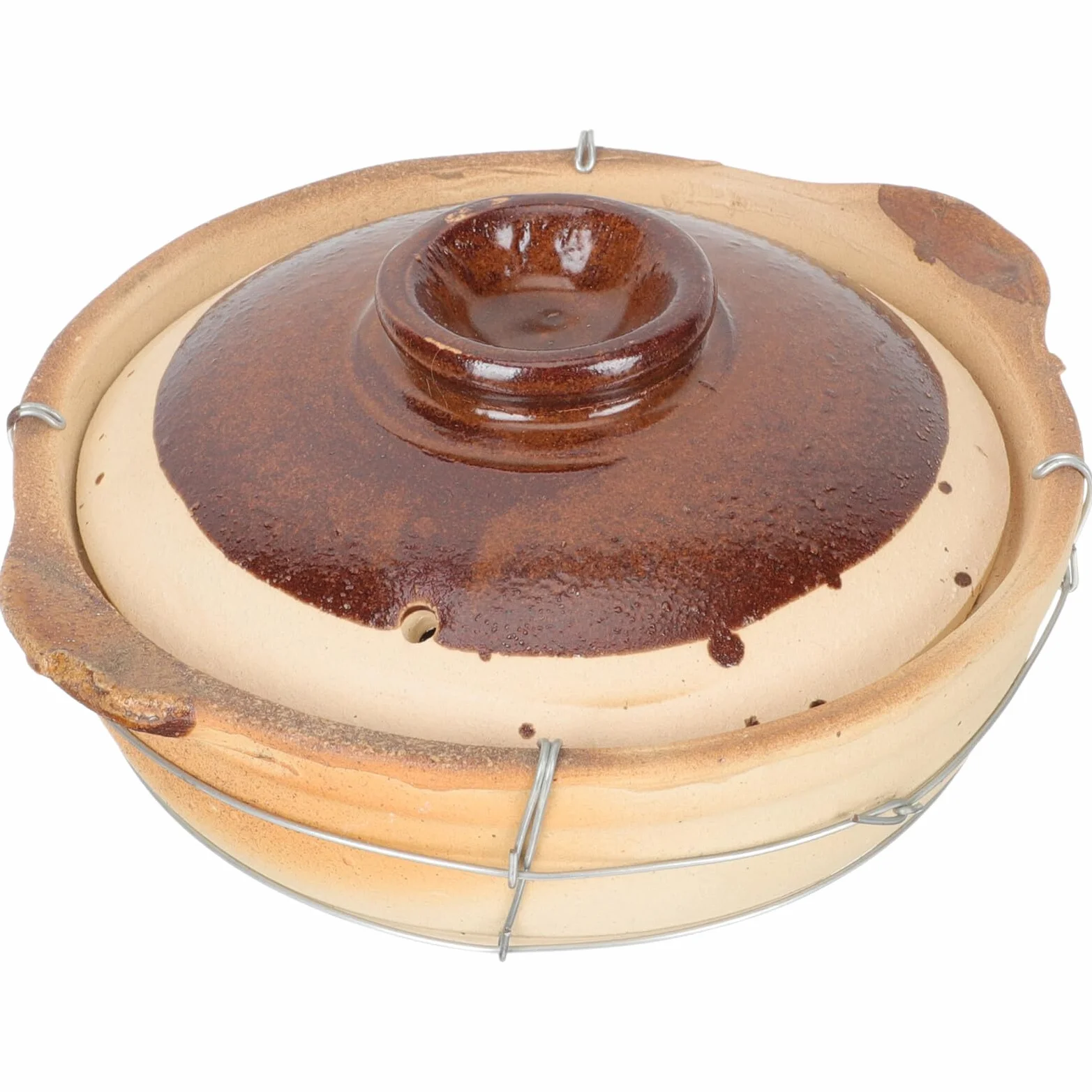 BESPORTBLE Cacerola de Barro para Guisar 05L con Mango Único Olla de Cerámica Resistente a Altas Temperaturas Adecuado para Cocinar Casa y Estufa Cazuela para Arroz y Sopas