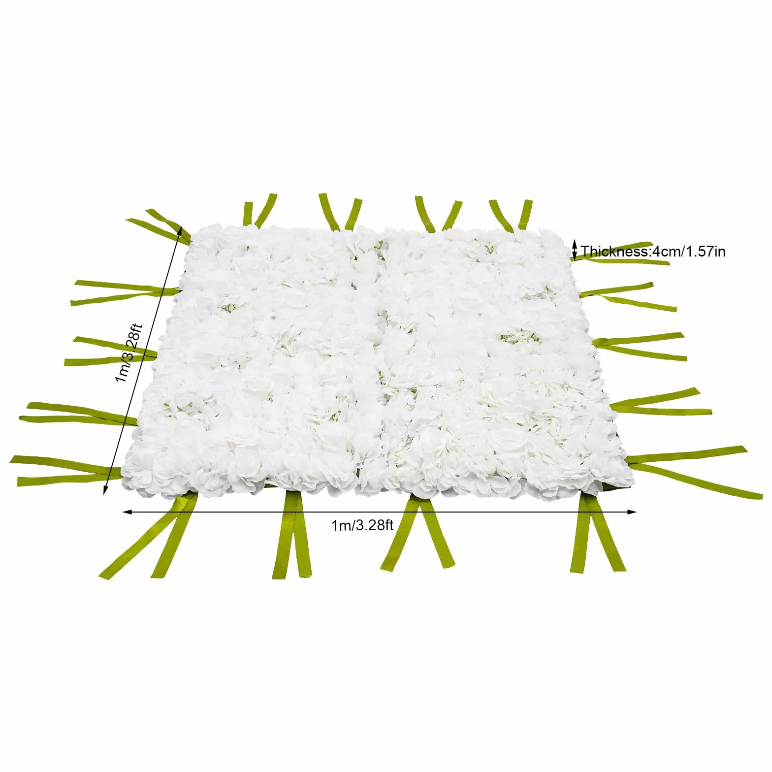 Panel de pared de flores, 1 x 1 m, pared de flores, flores de seda, decoración de pared cuadrada, decoración de pared para bodas, fiestas, accesorios de estudio fotográfico, etc, verde y
