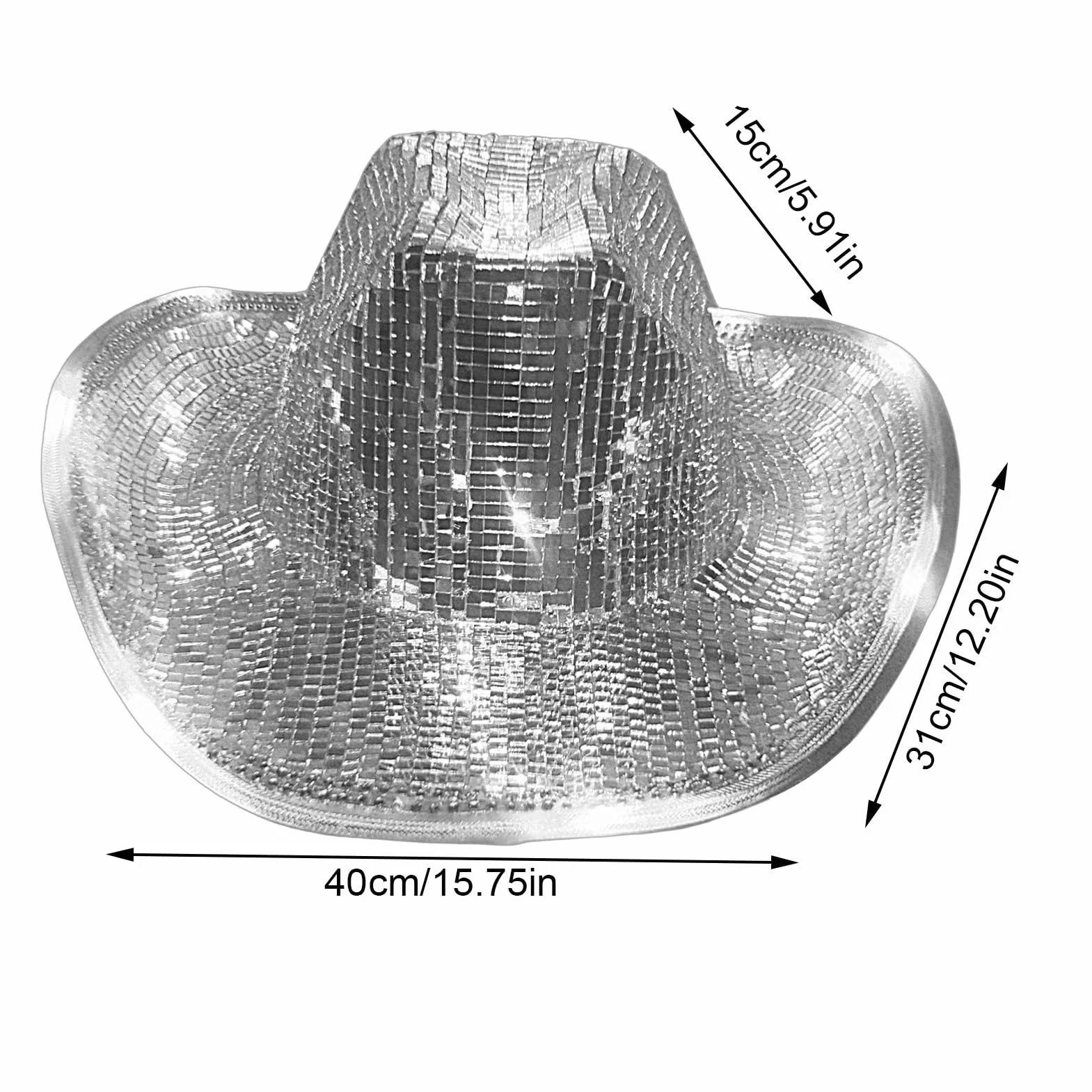 Generico Sombrero de discoteca, sombrero de con bola de discoteca | sombrero de espejo de lentejuelas de espejo | de con purpurina, y brillante, estupendo para add