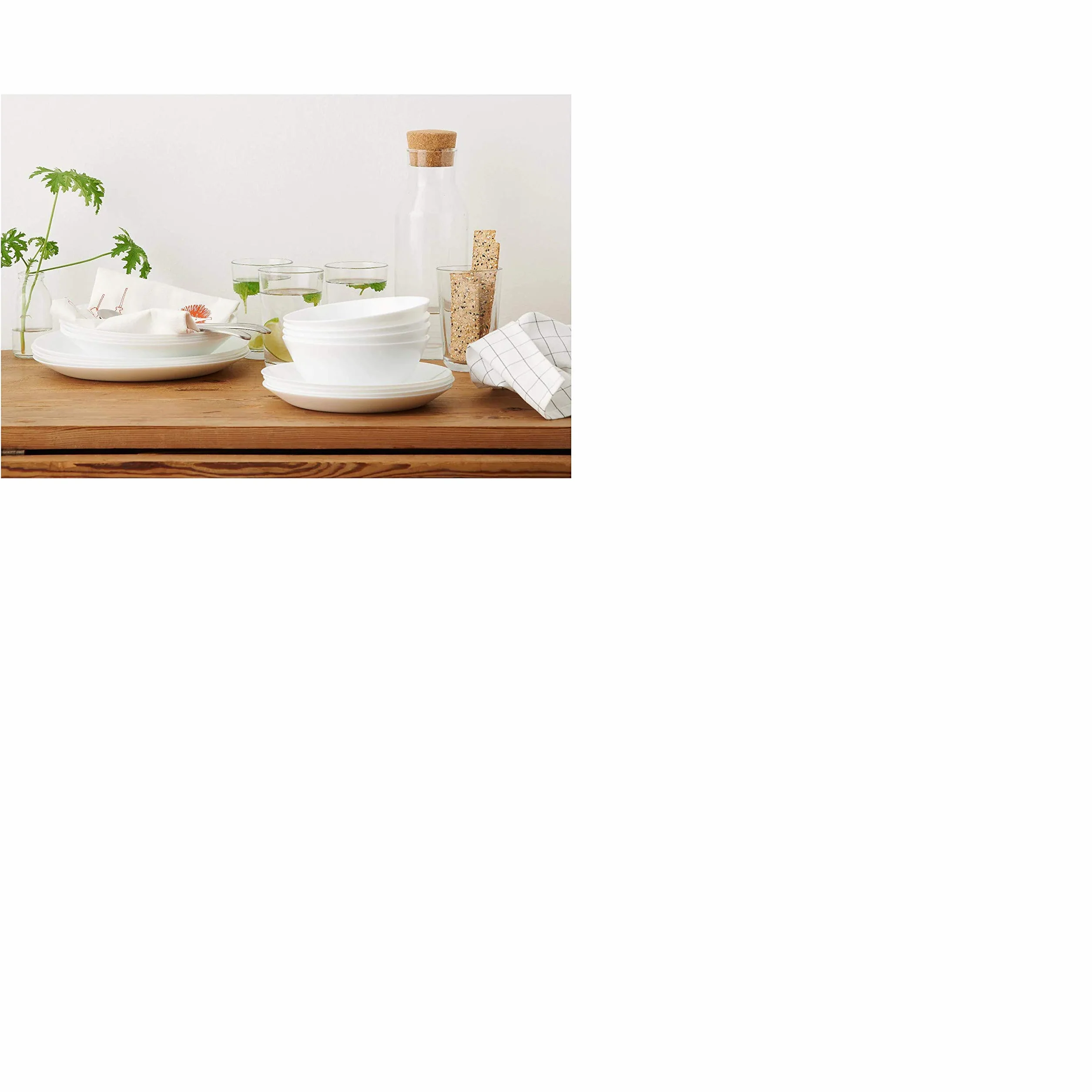 IKEA Plato de vajilla de vidrio opalino templado, 6 piezas, color blanco (plato profundo, blanco20 cm)