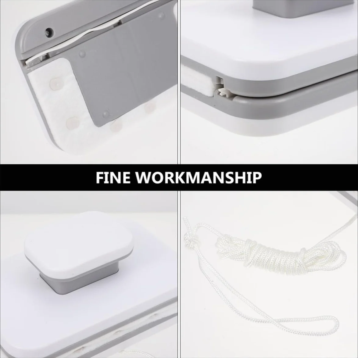 Limpiacristales Magnético Doble Cara para Ventanas de Difícil Acceso, Herramienta Limpiadora de Ventanas Fácil de Usar Diseño Desmontable y Material Abs y Silicona