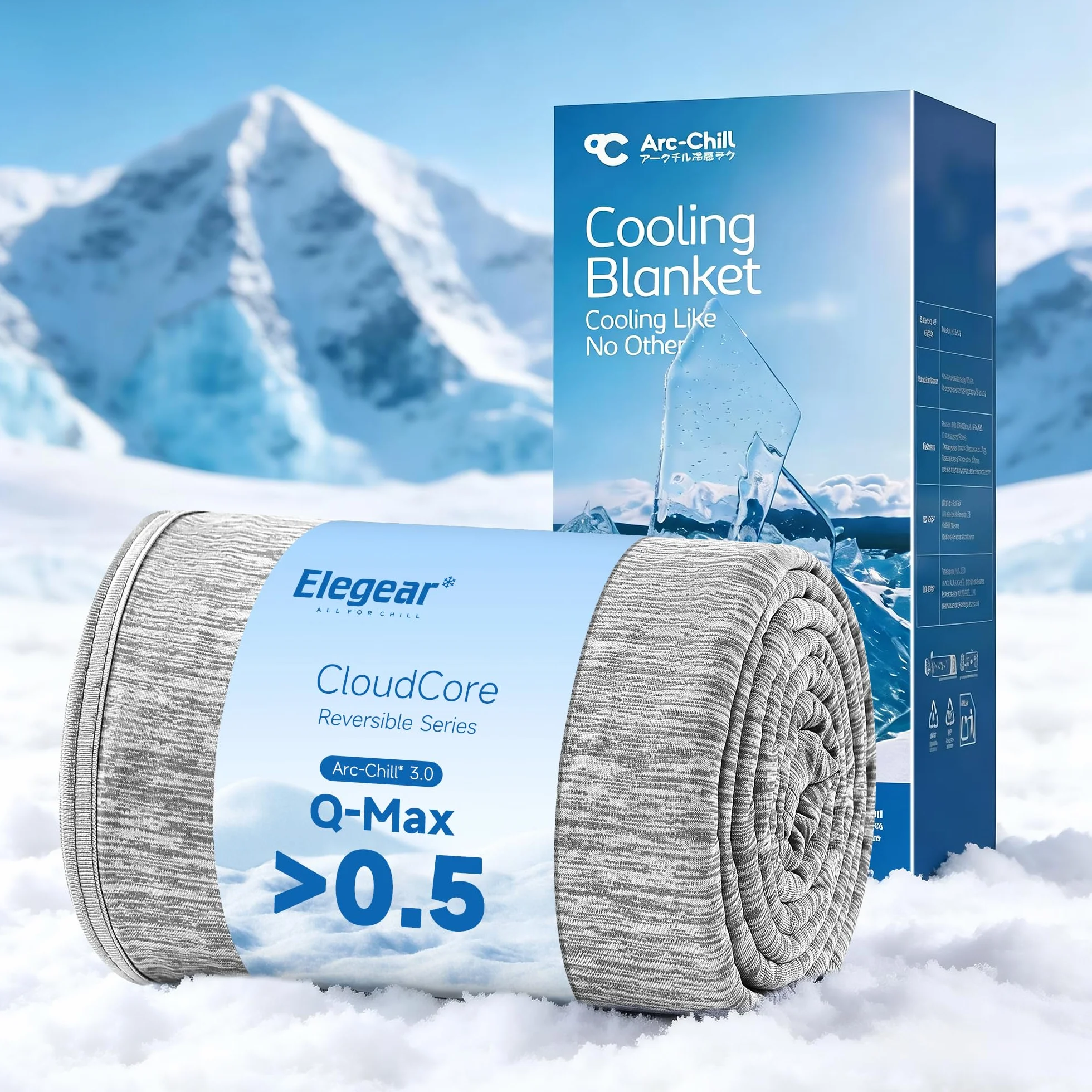 Elegear Manta Enfriamiento de Verano, Fibra de Enfriamiento Japonesa Q-MAX> 0,5 ARC-Chill 3,0, Suave Y Amigable con La Piel,Duerme Mejor con La Manta se Verano para Sofa,Cama,Mujeres(Gris, 150×200)