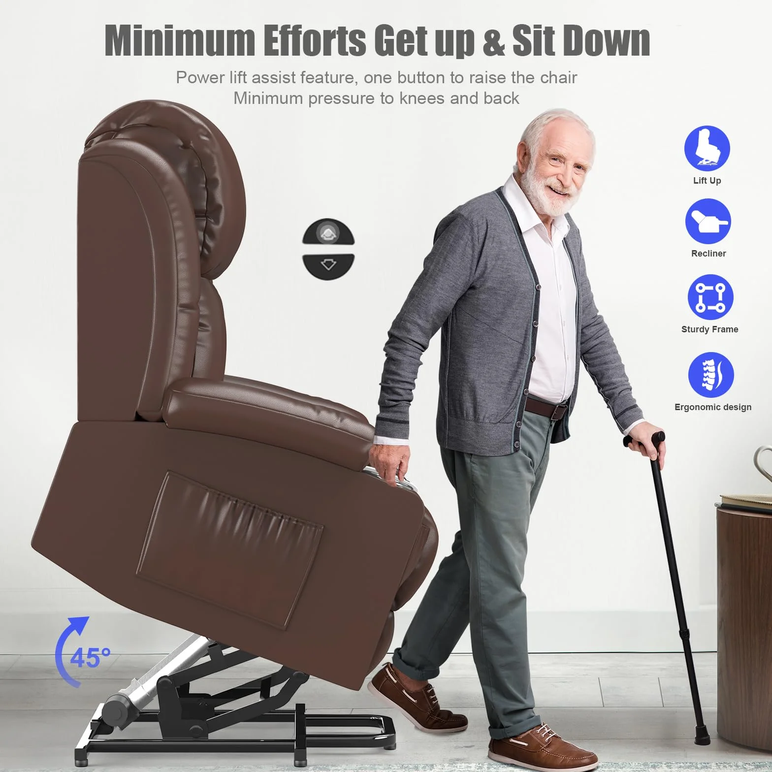 YONISEE Sillon Relax Reclinable 150º Sillón Masaje Con Calefacción, Función Auto-Ayuda (Levanta Personas), Puerto USB+Tipo C, Portavasos Bolsillos Laterales Sillones Reclinables Electricos Butaca Sofa