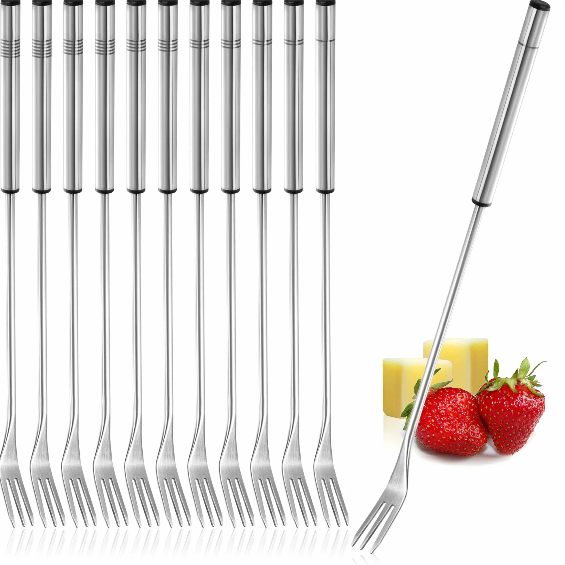 COM-FOUR tenedores fondue acero inoxidable 26 cm aptos lavavajillas 12 piezas