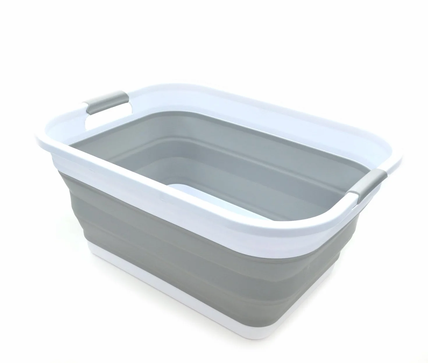 SAMMART 41L Cesta de lavandería de plástico plegable - Contenedor/organizador plegable de almacenamiento portátil - Tina de lavado portátil - Cesta/cesta de ahorro de espacio (Gris) 41L
