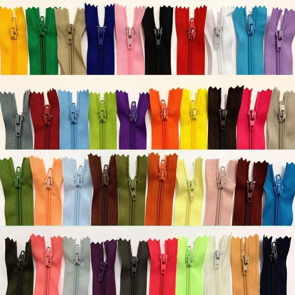 Cremallera, Cremalleras, Sujetadores de cremallera, 50 cremalleras de bobina de nylon de 23,6 pulgadas (60 cm) a granel (40 colores) (Paquete de 50 piezas de 24 pulgadas) (Tamaño : 12inch pack of 80pc