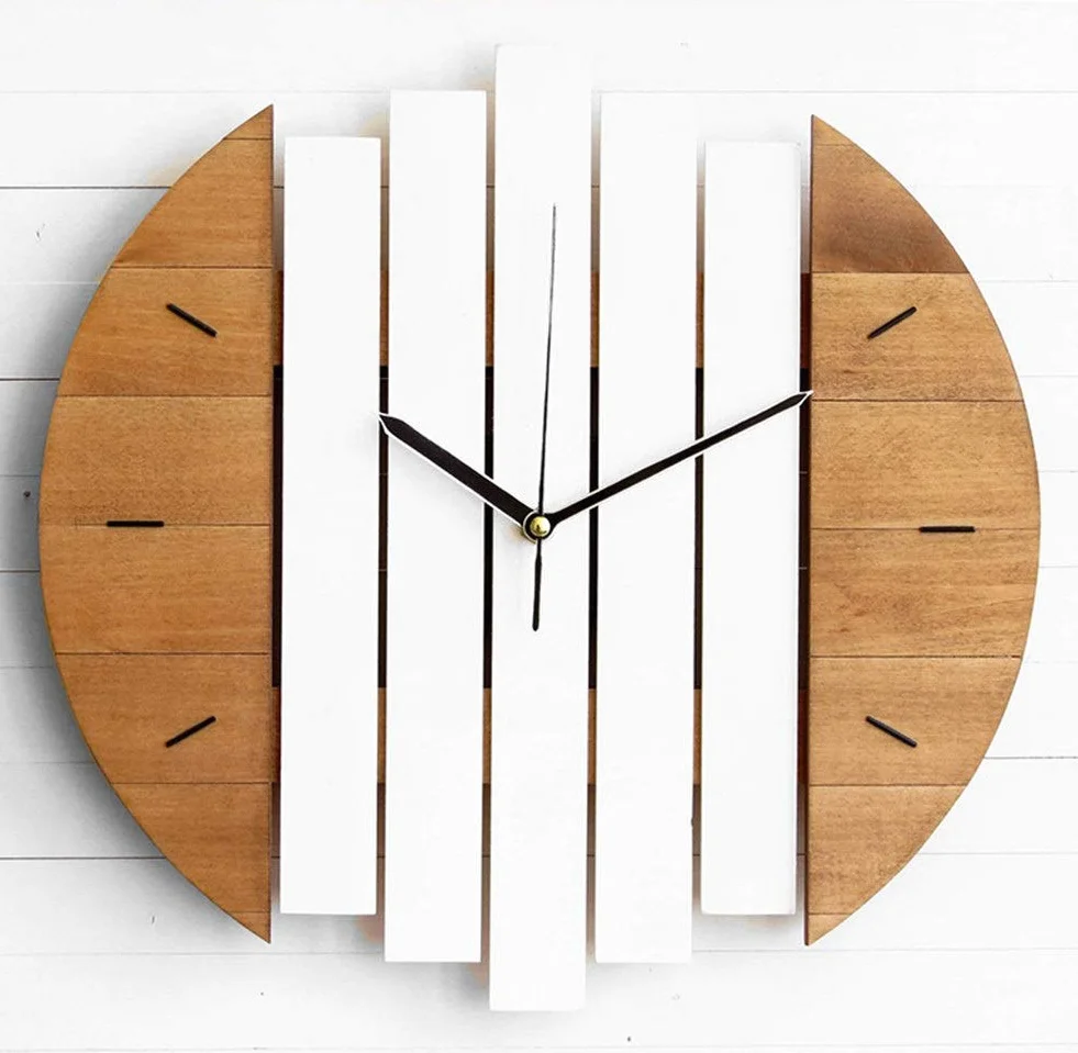Relojes de Pared, Estilo Industrial, Reloj de Madera silencioso de 30 cm para la decoración del Dormitorio de la Sala de Estar del Ministerio del Interior