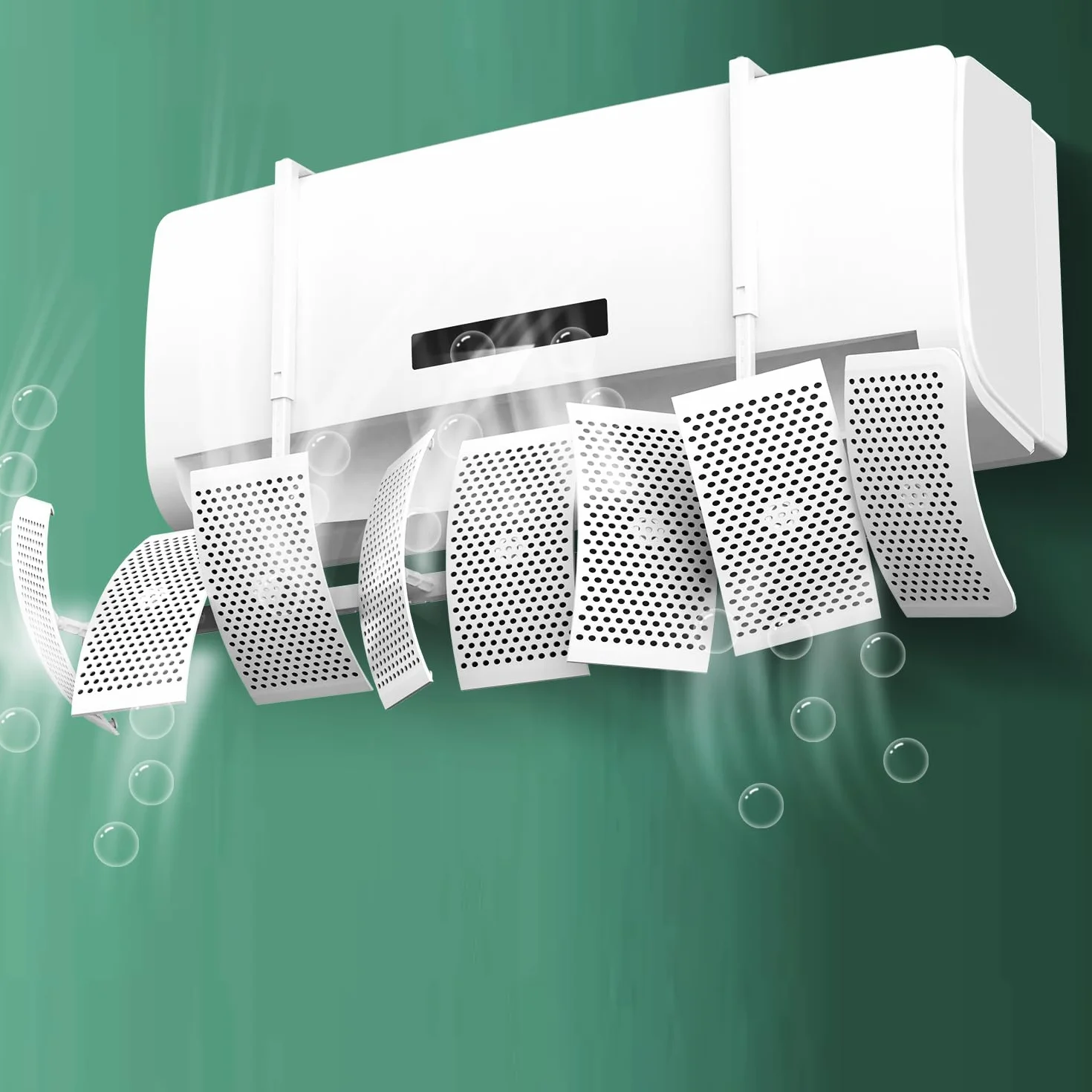 Deflector Aire Acondicionado Universal Ajustable 8 Aspas 270° Montaje Rápido Materiales Ecológicos