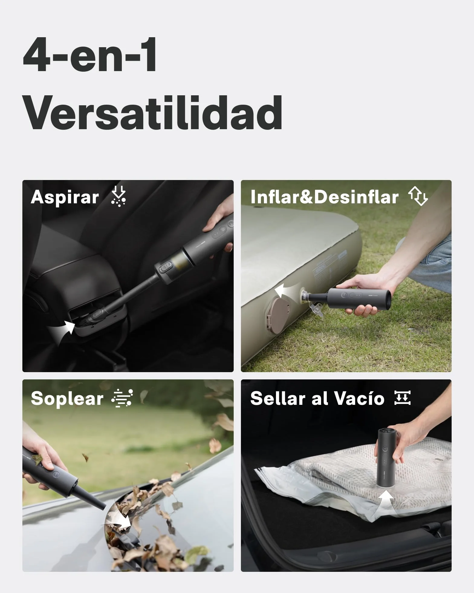 HOTO Aspirador de Mano para Coche, Aspirador Portátil Potente, Mini Aspiradora sin Cable, Alta Potencia de succión 20000 Pa, 4 en 1 Aspiradora Pequeña para Coche, Computadora,Pelo de Mascotas, Hogar