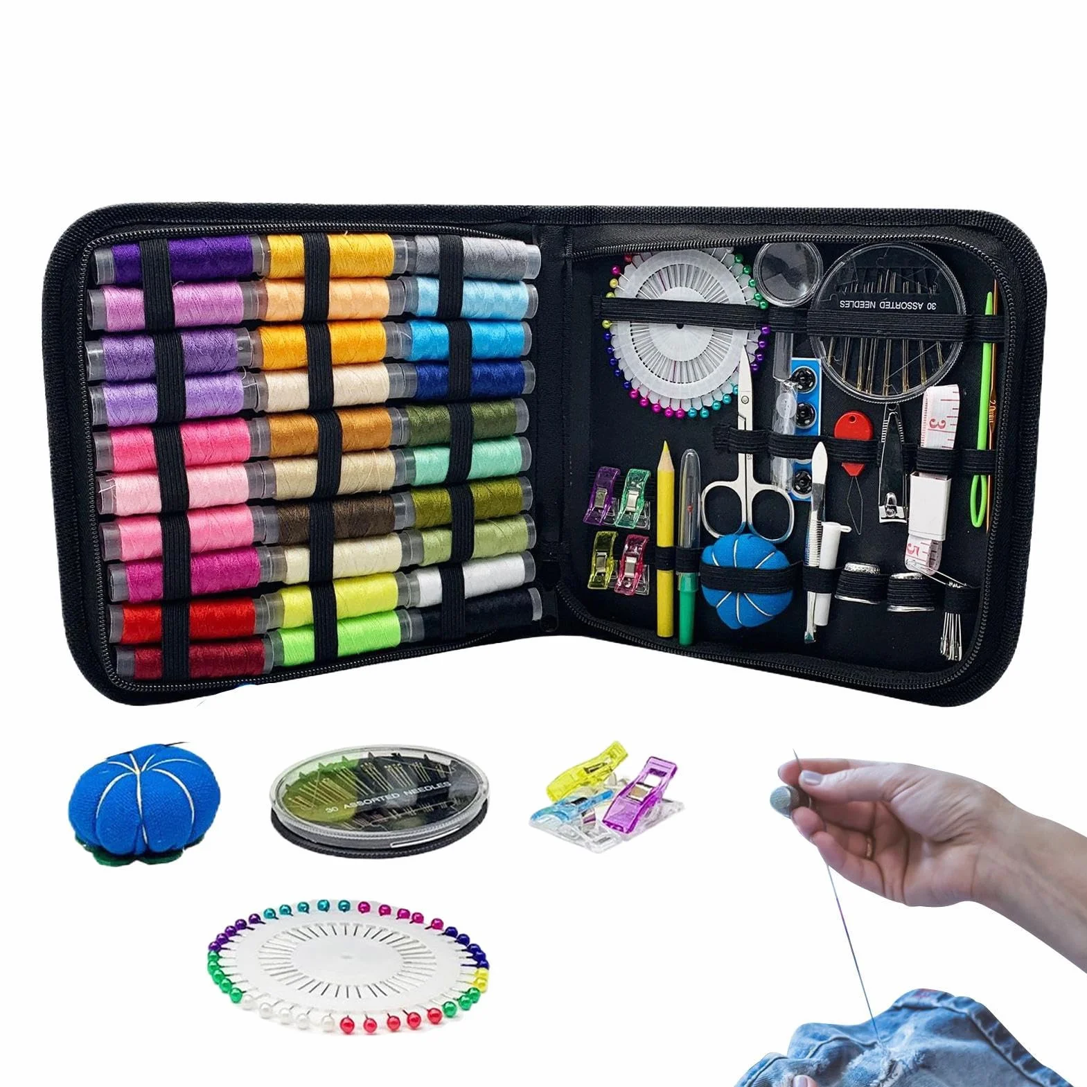 Kit de Costura para el Hogar Estuche Completo De Agujas Para Viaje | Kit de Herramientas Portátil y Resistente para Regalo de Mujeres Adultas Madres Abuelas