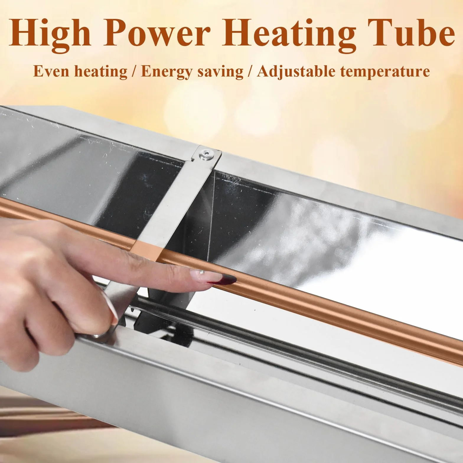 Lámpara de Calor de Alimentos Suspensión, Lámpara de Calentamiento Infrarrojo de Acero Inoxidable, Calentadores de Alimentos Comerciales para Cocina y Buffets, Temperatura Ajustable (1PC, 60cm)