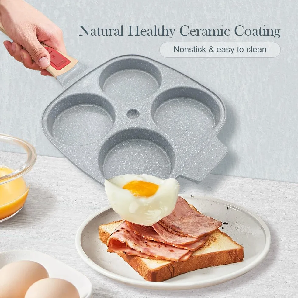 RANX INGST Sartén Tortitas con Tapa, Revestimiento Cerámico Antiadherente, Sartén para Huevos con Mango Extraíble para Desayuno - Azul