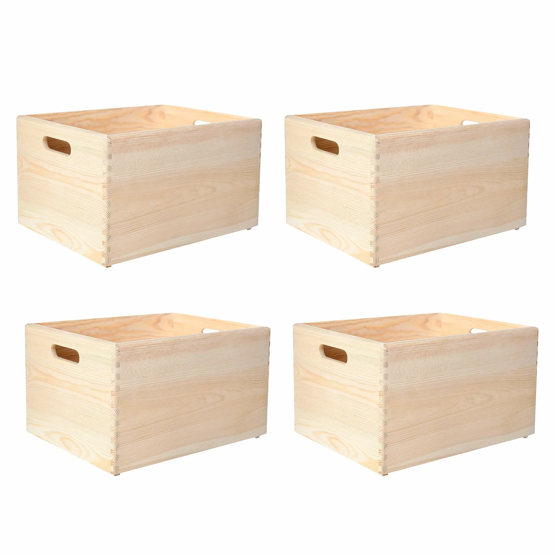 Creative DECO 4 x XXL Grande Caja Madera Decorativa Almacenaje 40x30x24cm | (+/-1cm) | Asas | Pascua Cesta Cajón Baúl Cofre Multiusos Decoupage Decorar Fruta Documentos Objetos Juguetes Herramientas