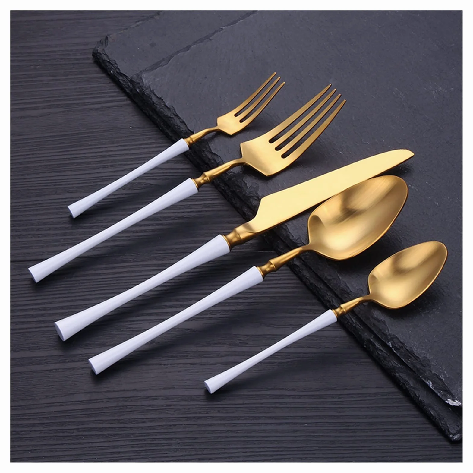 Genérico Juego De Cubiertos De Acero Inoxidable, Tenedor, Cuchara Y Cuchillo De Acero Inoxidable 304, Cubiertos Pulidos A Espejo, Cubiertos para Banquetes De Fiesta (A)