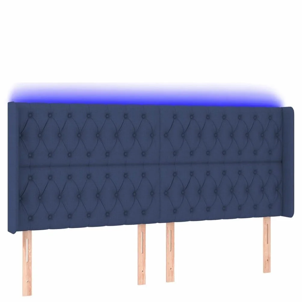 Cabecero de Cama LED Azul 183x16x118/128cm Altura Ajustable con Luz RGB para Jóvenes y Adultos