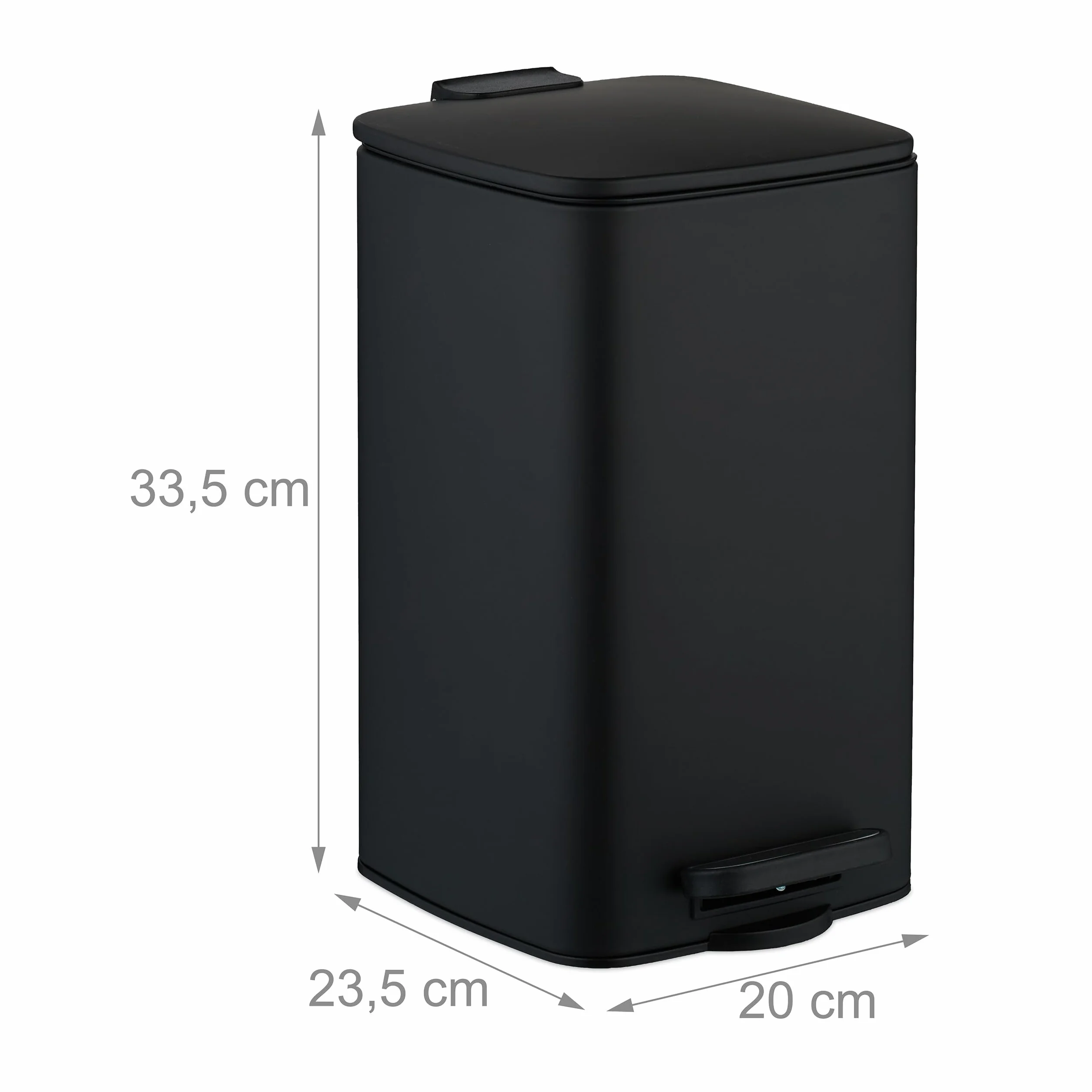 Relaxdays Cubo de Basura Baño 8 Litros Cierre Automático Metal Negro