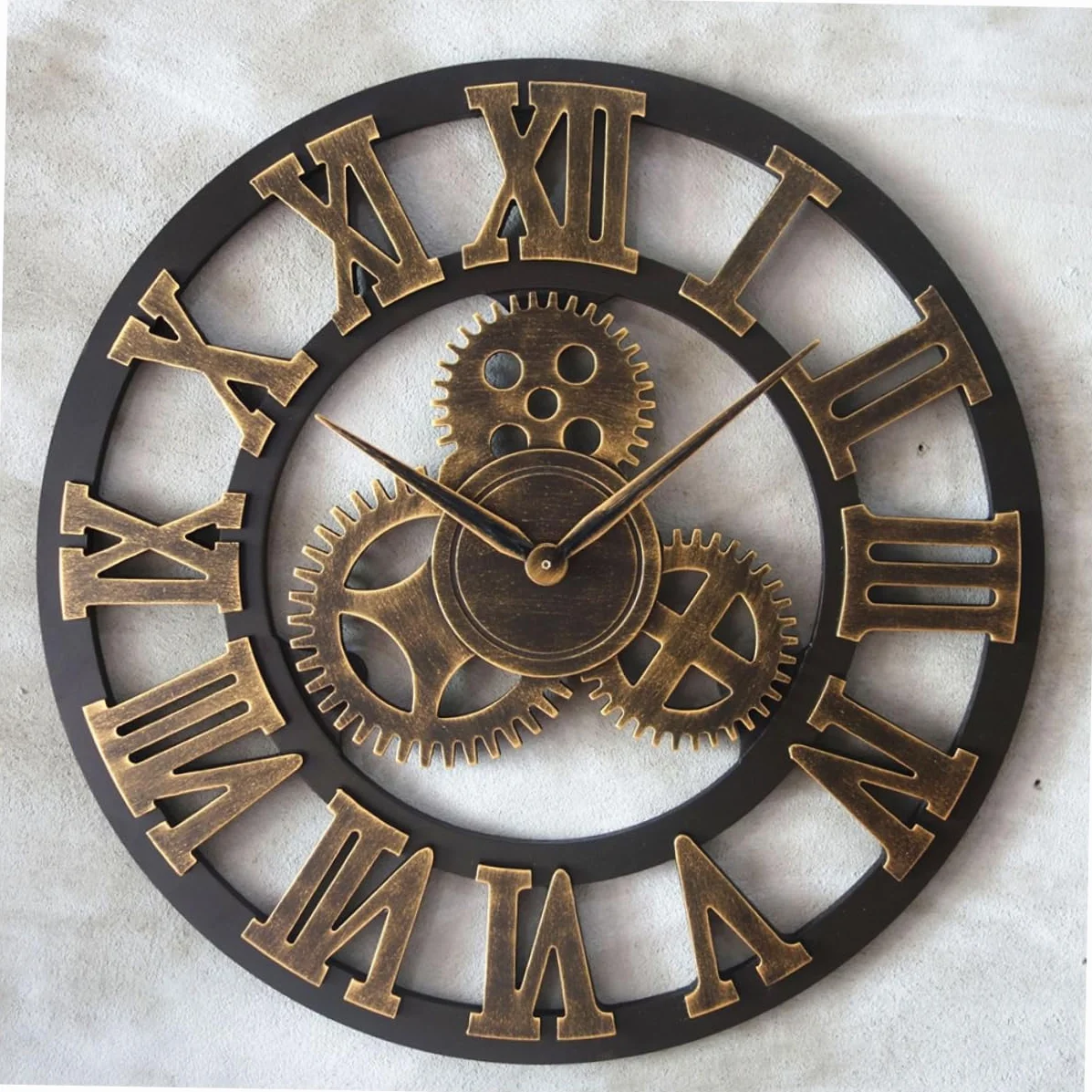 PRETYZOOM Reloj De Pared Industrial Diseño De Engranajes Retro y Decorativo Sin Dorado