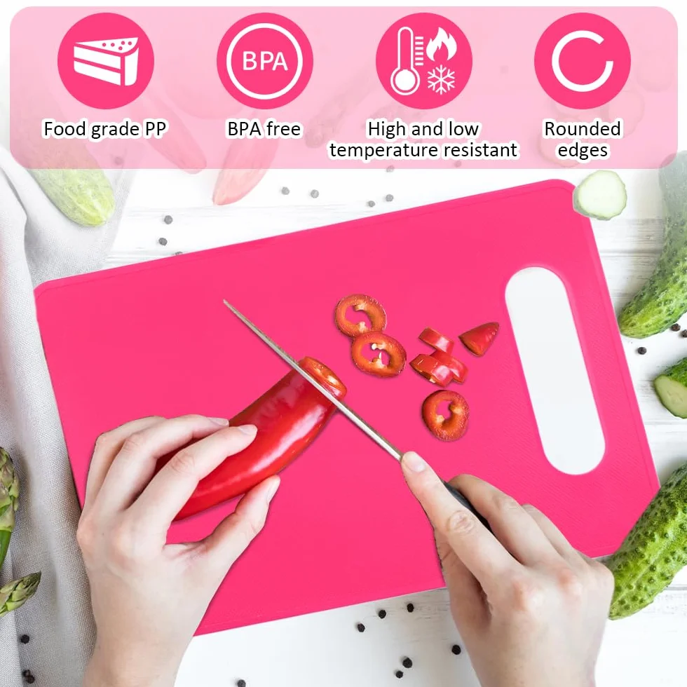 5 Piezas Tablas de Cortar Plástico Cocina 29x19cm Antibacteriana Sin BPA