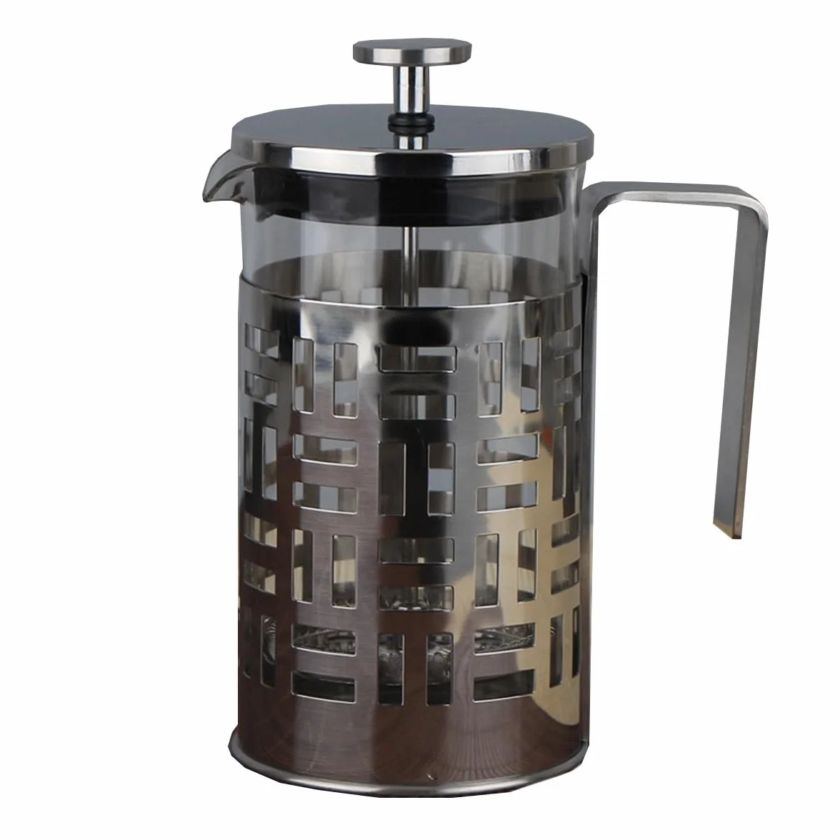 Cafetera de prensa de acero inoxidable con sistema de 3 filtros, resistente al calor, prensa francesa, diseño aislado de vidrio