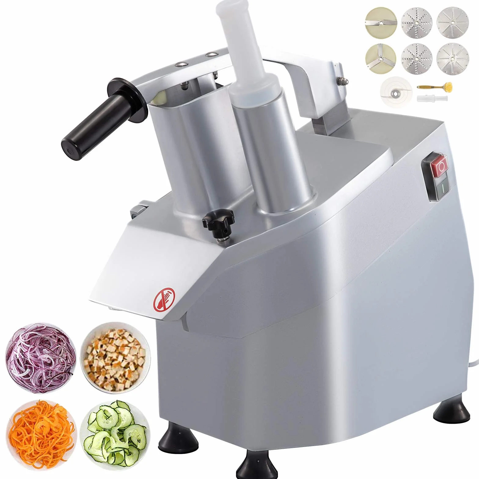 VEVOR Cortador eléctrico 270 r por min, comercial 550 W, con 6 discos de corte procesador para verduras, profesional robot de cocina,