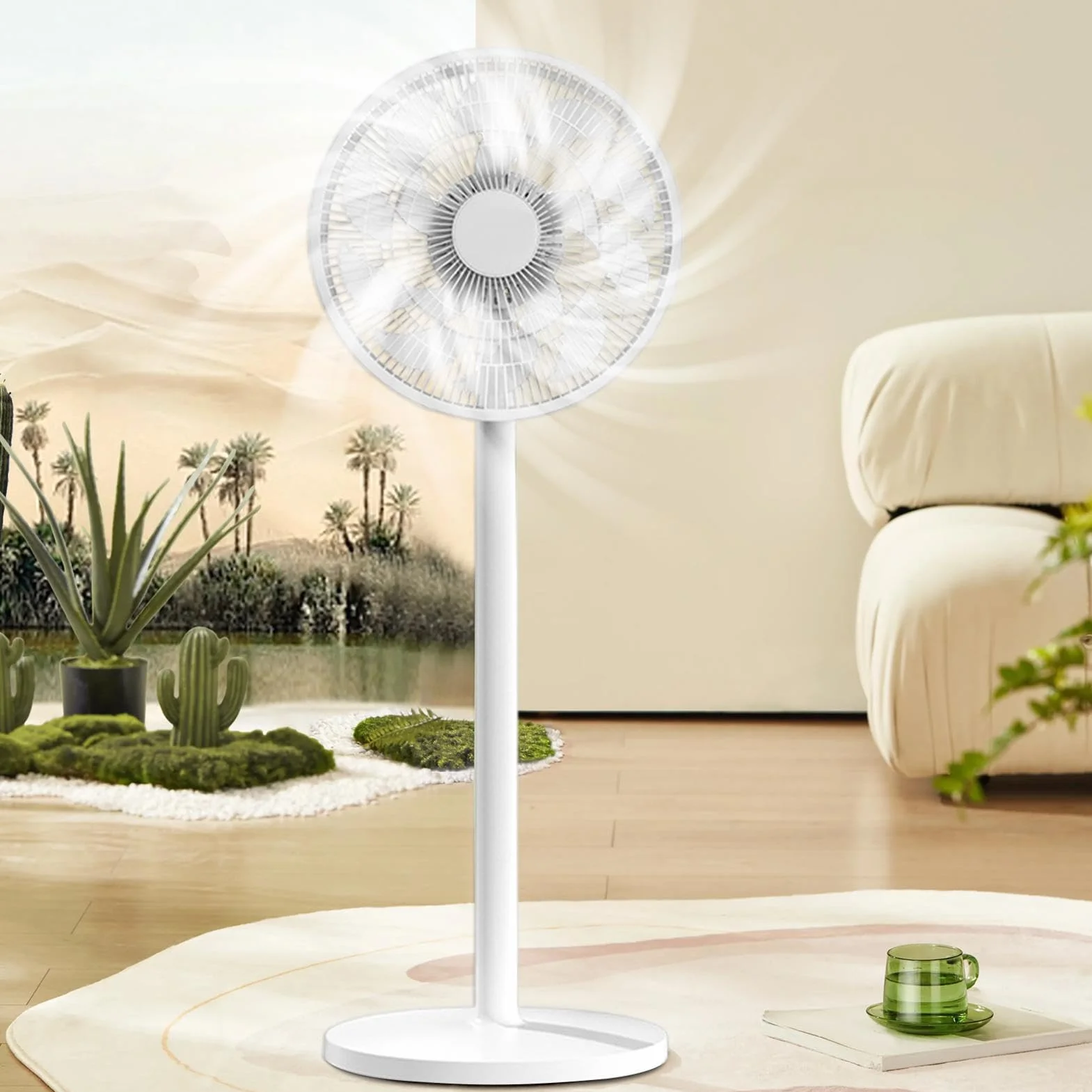 Ventilador De Suelo - Dispositivo de Pedestal Oscilante y Silencioso | Ventilador De Suelo De Bajo Consumo - Para Dormitorio Universitario, Cocina De Interior, Oficina En Casa Y Salón De