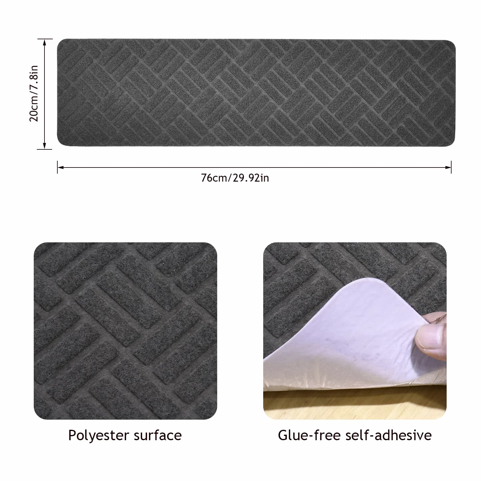 Weigudoc 15 Piezas Alfombrillas Antideslizantes de Escalera para Peldaños, Autoadhesiva Alfombra para Escaleras 76x20 cm, Peldaños de Escalera para Niños Ancianos y Mascotas, Gris (Estilo 2)