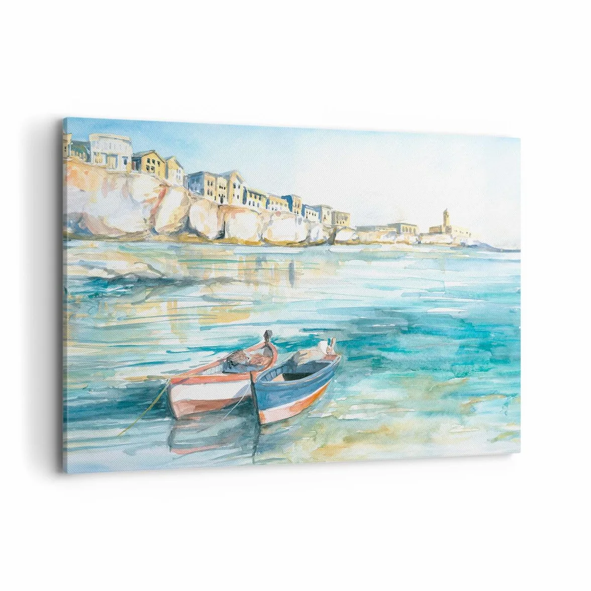 Lienzo Decorativo 120x80cm Moderno Horizontal Arquitectura Paisajes - 5193 | Paisaje Mar Barco Cuadro sobre Lienzo Grande Arte mural Decoración del Hogar Salón Dormitorio Cocina Oficina Cuadros de Pared
