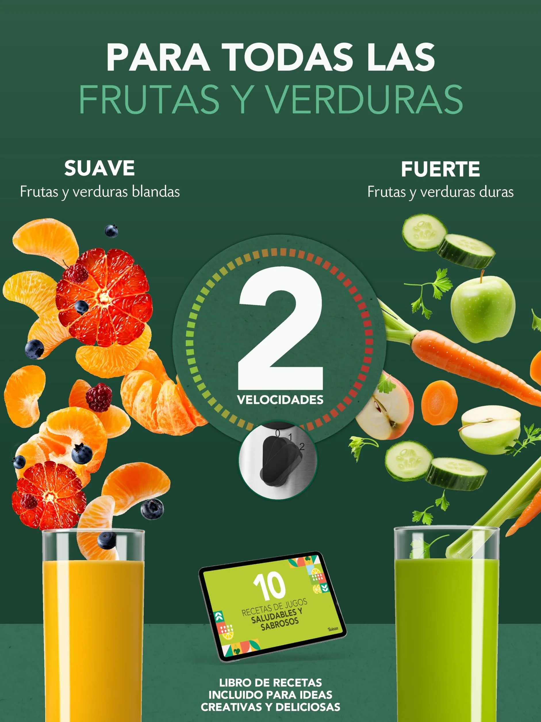 Twinzee Licuadora 850W Extractor de Zumos y Verduras Juicer Boca 75 mm 2 Velocidades