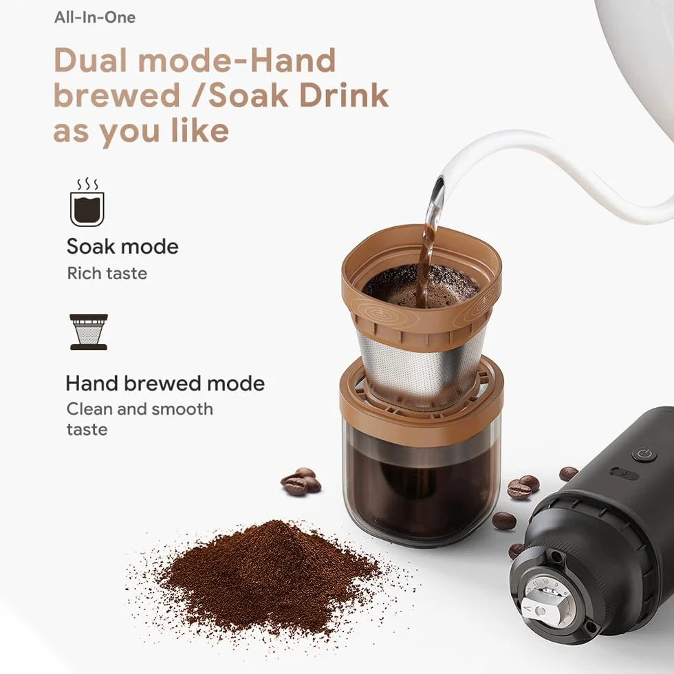 Granínea de Granos de café, Molinillo de café Eléctrico 25 Engranajes USB Ajustables Molino Recargable con Acero Inoxidable para el café de Goteo de Prensa Francesa 7.91 X 3.14in