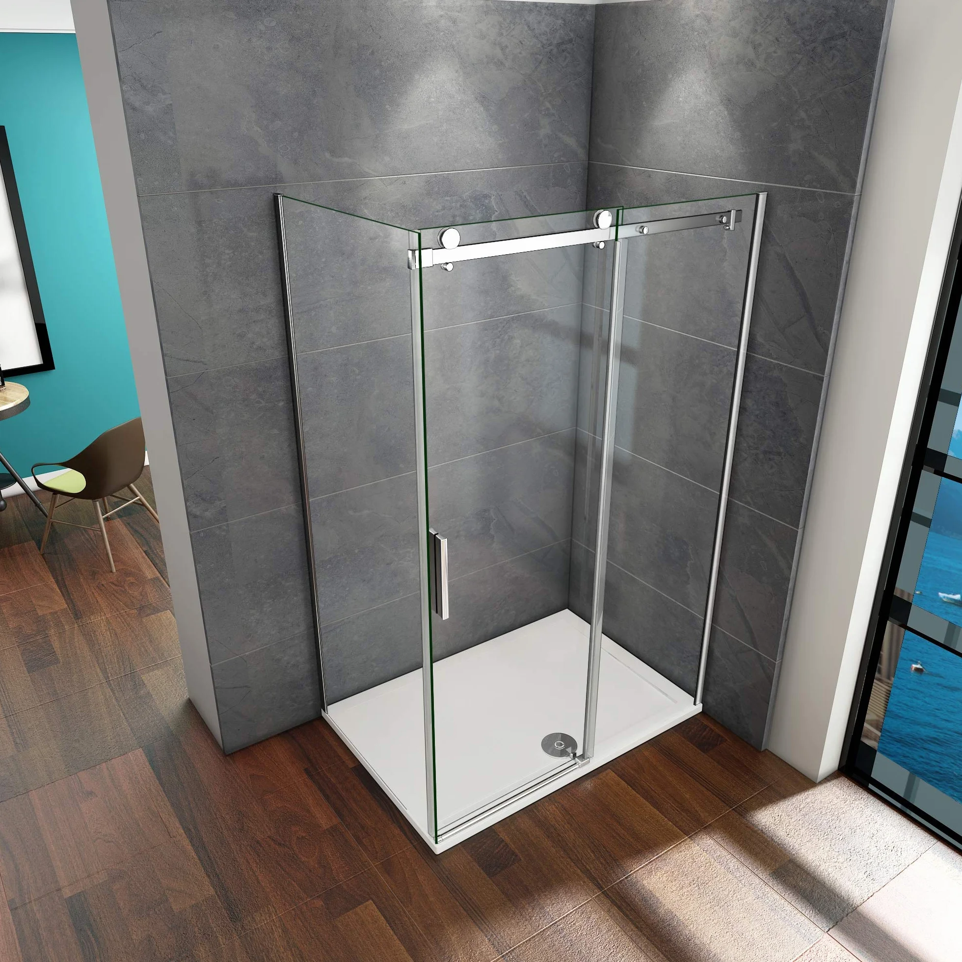Mamparas de Ducha Angular Corredera Elegante 6mm 140x70x195cm