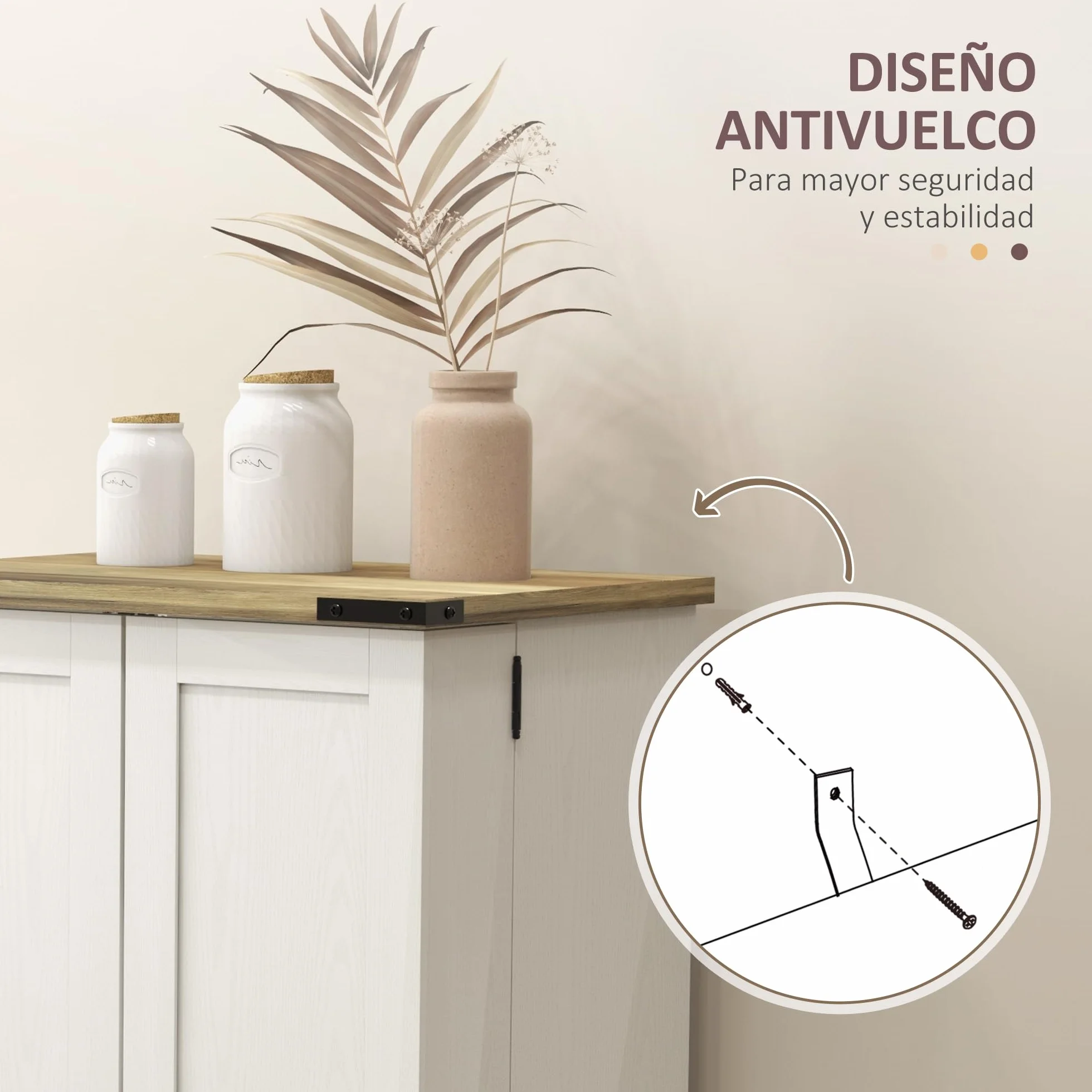 HOMCOM Armario Despensa Cocina Armario de Cocina con 2 Puertas y 16 Estantes Alacena Rústica con Estante Ajustable para Comedor Salón 60x40x104 cm Crema