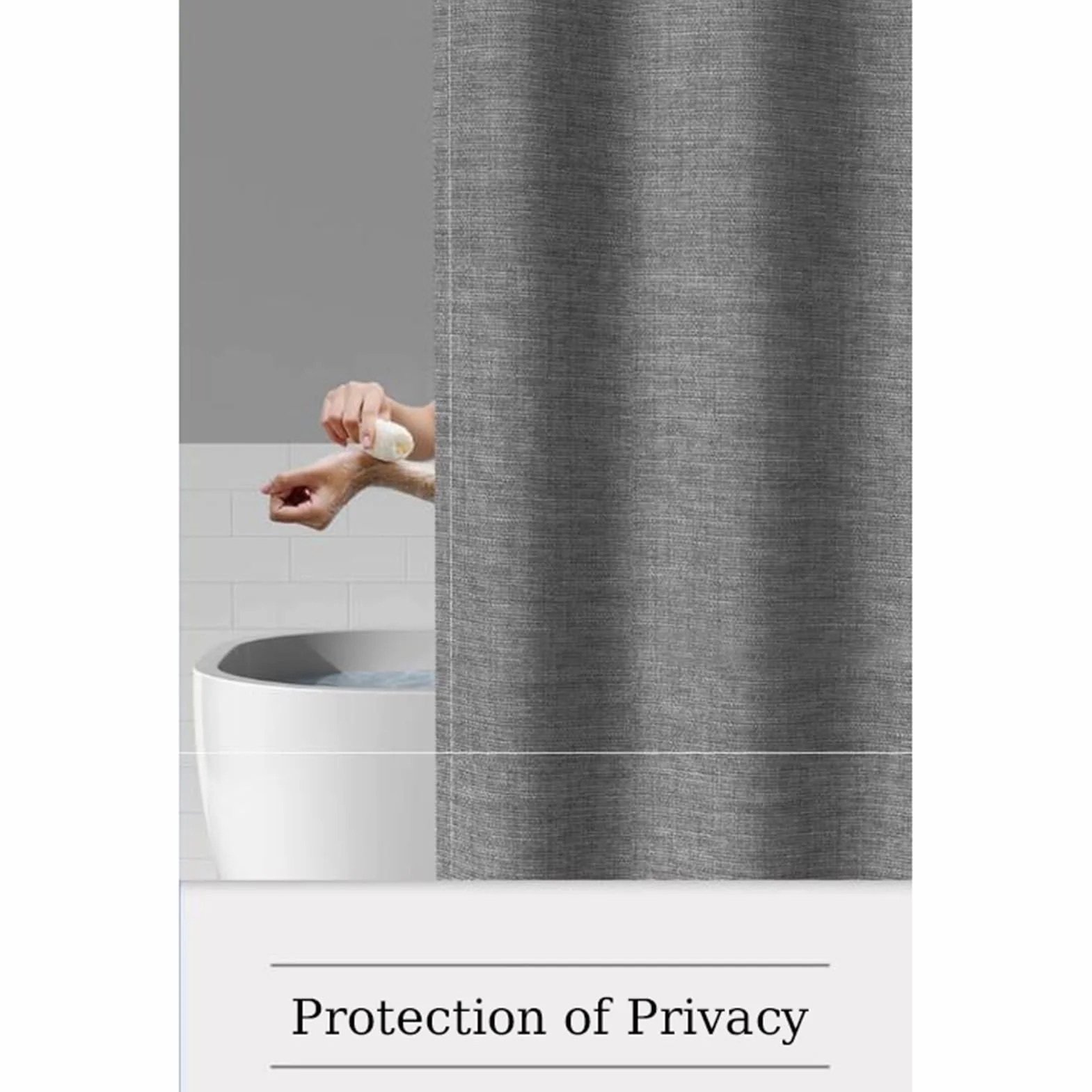 Cortina de Ducha Magnética Antimoho Impermeable con Presa de Agua para Ducha, Cortinas de Ducha de Tela Lavables de Alta Resistencia para Baño, 230g/m², Gris, 80x180cm