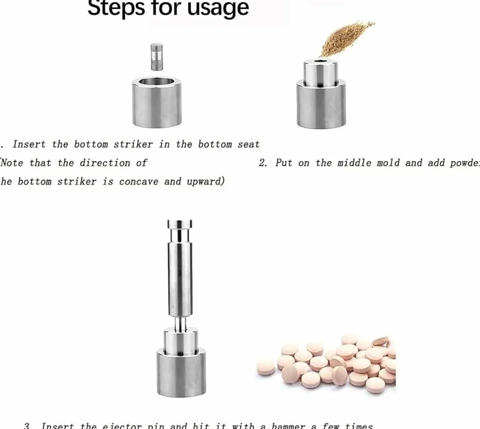 Prensa Manual For Tabletas De Leche, Herramienta For Hacer Pastillas, Prensa For Tabletas En Polvo, Dispositivo For Hacer Dulces De Acero Inoxidable De Grado Alimenticio De 12 Mm, 8 Mm, 10 Mm Y 6 Mm(6