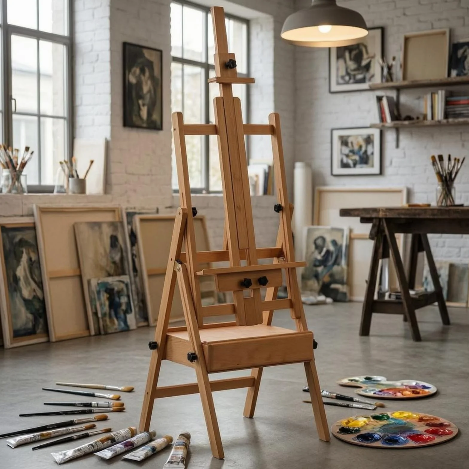 TISHITA Caballete de Dibujo Infantil Caballete Plegable Atril de Pintura Soporte Regulable Caballete con Cajón Integrado Estructura de Adecuado para Artística, Marrón Claro, Caballete Con Cajón