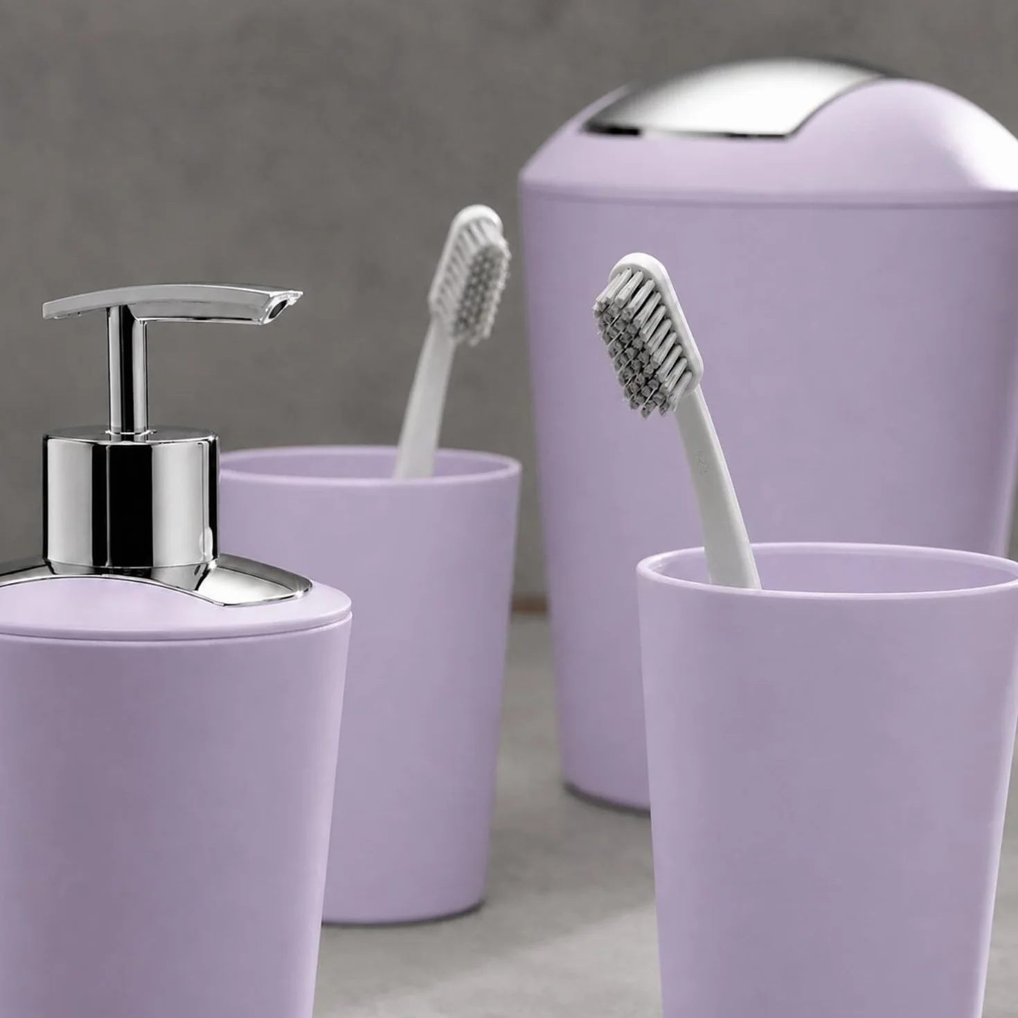 Cubo con tapa basculante violeta pastel mate 5 L plástico MARTA