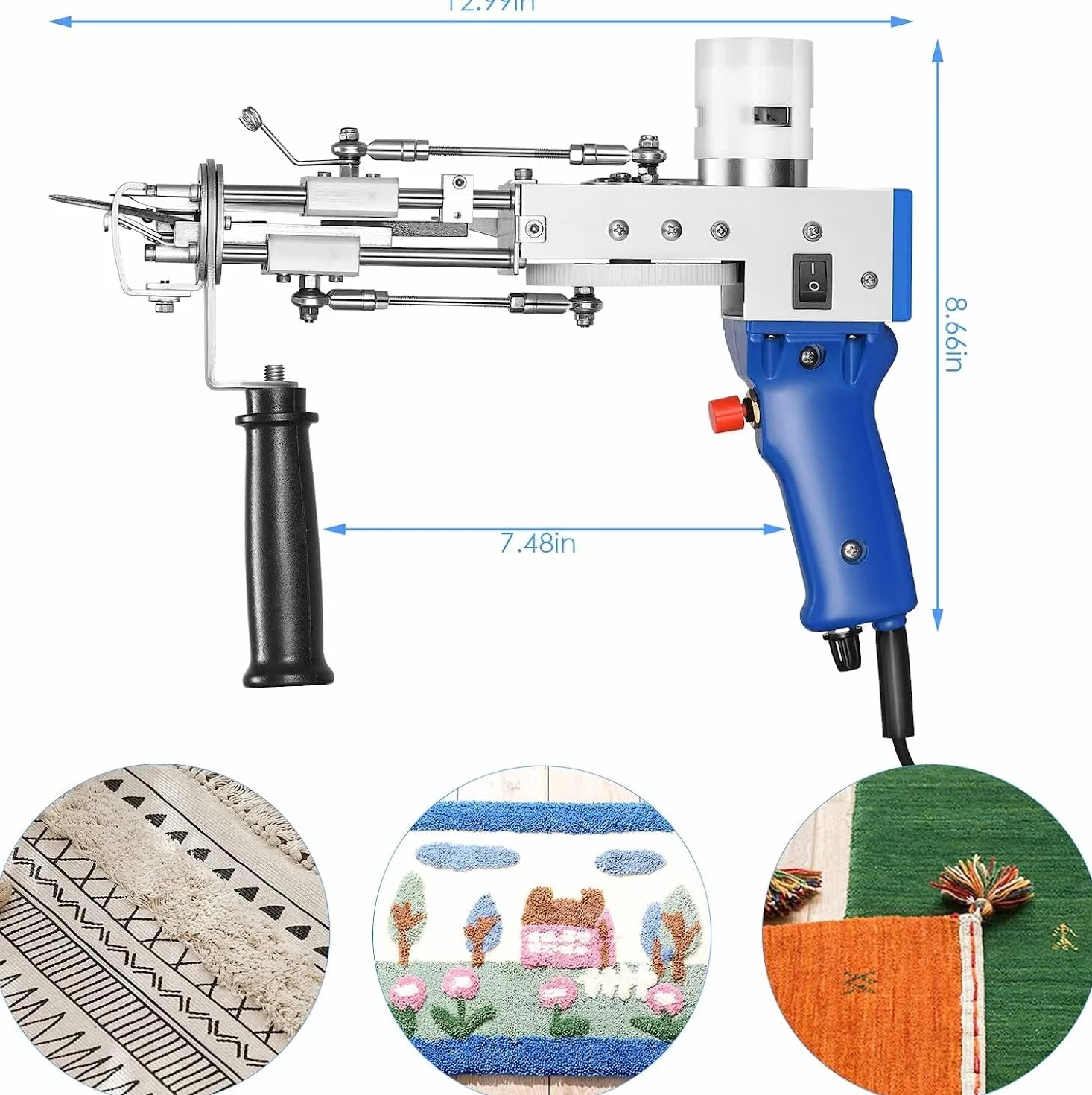 Tufting Gun 2 en 1,Aomdom Cut Pile Loop Pila 7-21 mm Pistola Alfombra 5-40 Puntadas/Seg Rug Gun Máquina de Tejer Alfombras DIY para Tejer Alfombras (Conjunto A)