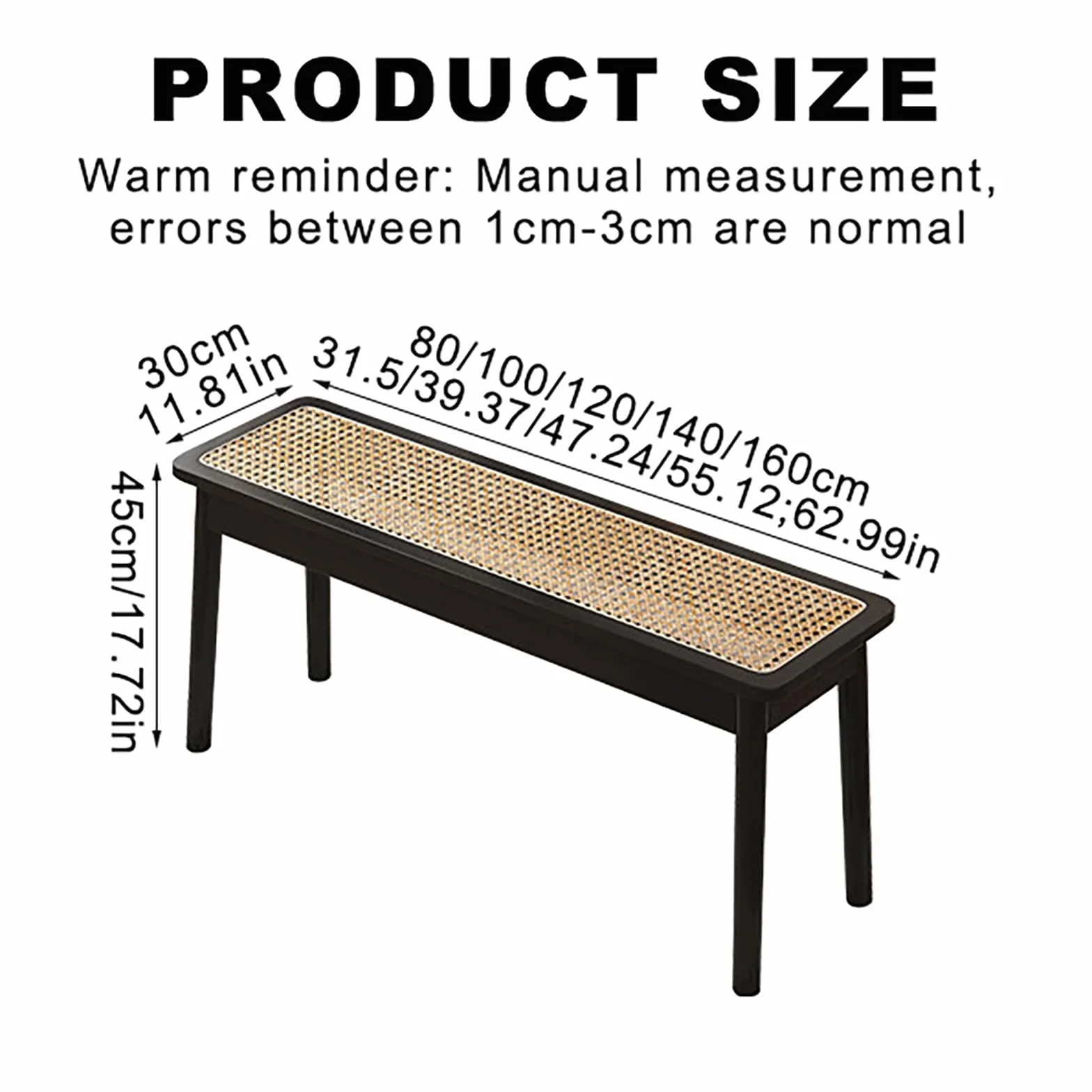 Banco de Entrada de Madera de Ratán Banco de Comedor Madera de 2 Plazas para Dormitorio Entrada Comedor.(Original Wood,80x30x45cm)