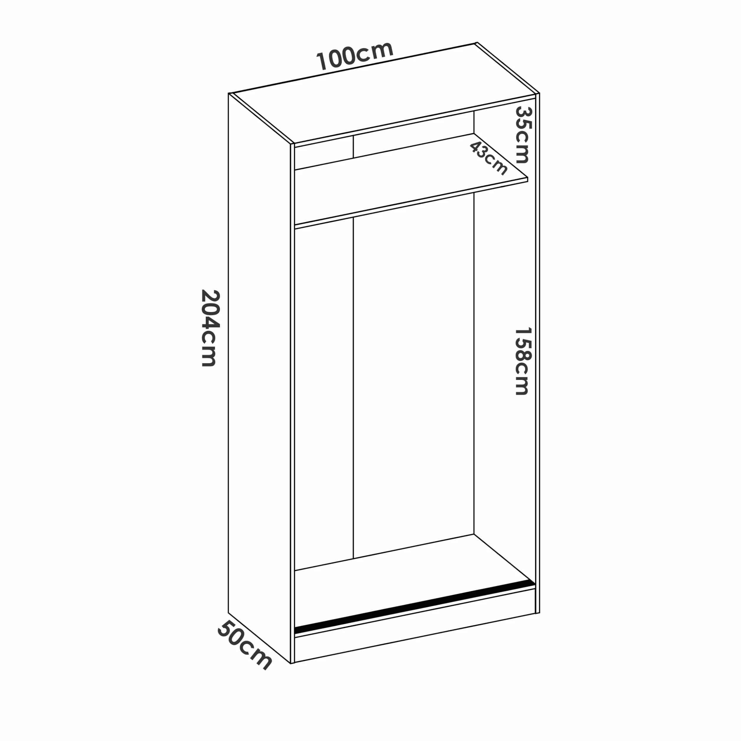 DEKIT GRUPO RIMOBEL SLIDE- Armario 2 Puertas correderas - Blanco - 100x204x50cm