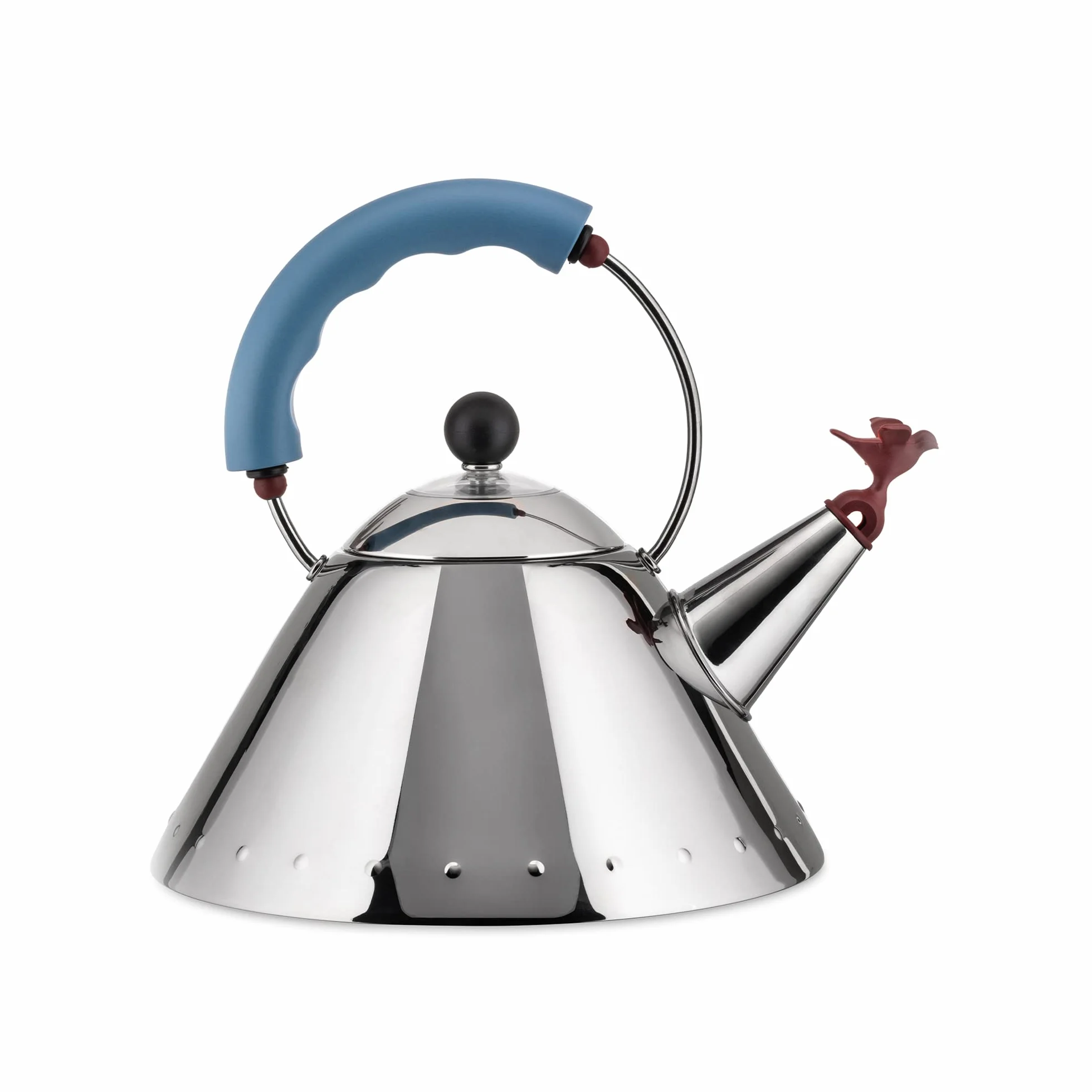 Alessi 9093 - Hervidor de Acero Inoxidable Brillo 18/10 (Base magnética, diseño de pájaro en la Boquilla), Color Azul, 22 cm