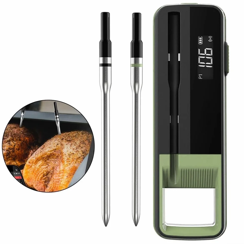 Termómetro de cocina inteligente para parrillas y ahumadores, opción de doble sonda disponible, rápido de 3 segundos, monitoreo remoto de hasta 100 metros (individual)